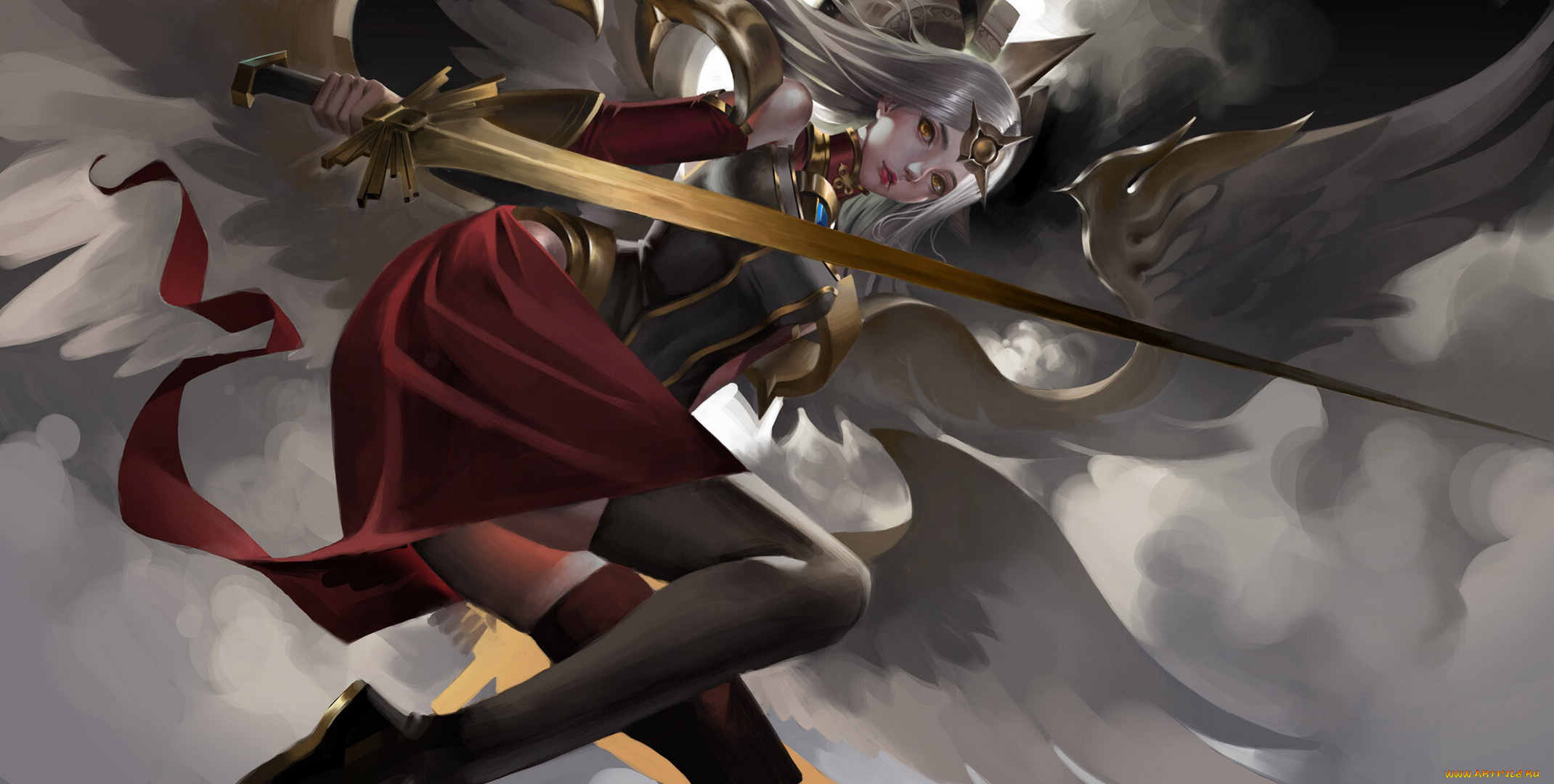 видео, игры, league, of, legends, kayle, меч, крылья