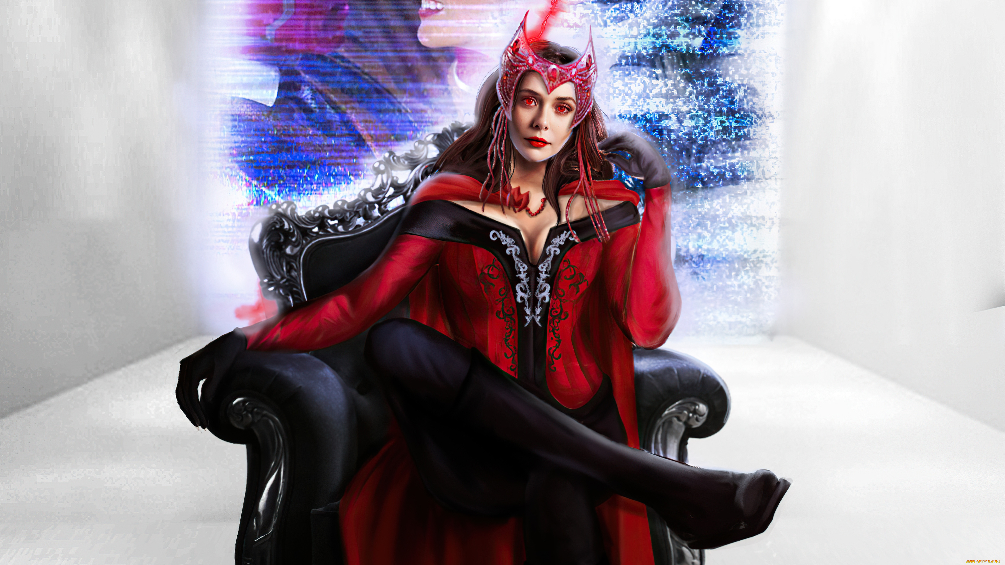 рисованное, кино, , мультфильмы, wanda, maximoff, постер, art, рисунок, сериал, wandavision, элизабет, олсен, фантастика, фэнтези, боевик, комедия