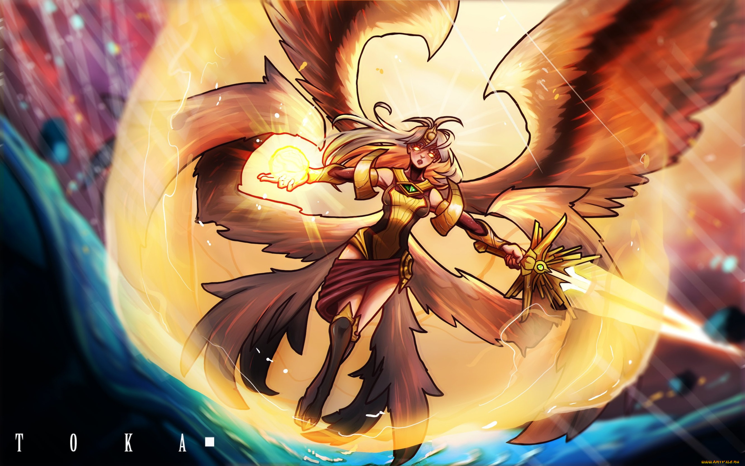 видео, игры, league, of, legends, крылья, меч, kayle