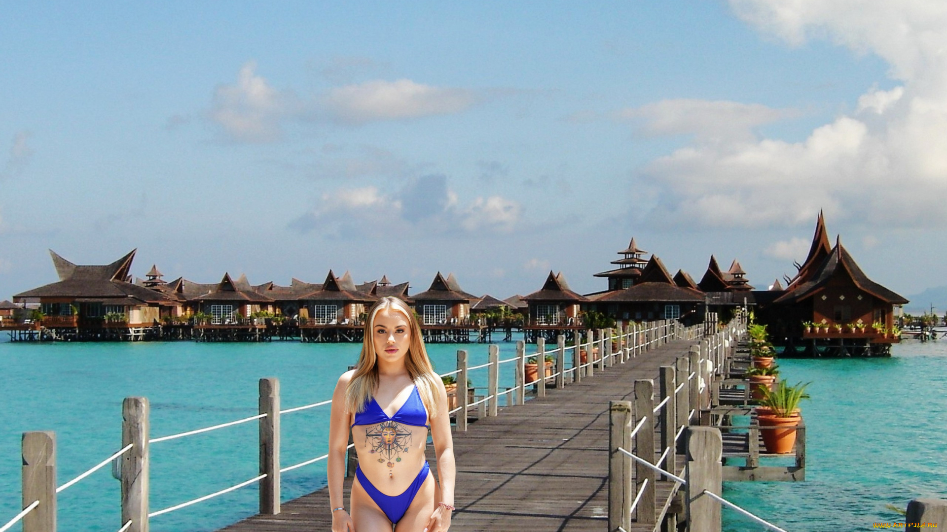 девушки, anna, claire, clouds, бикини, тату