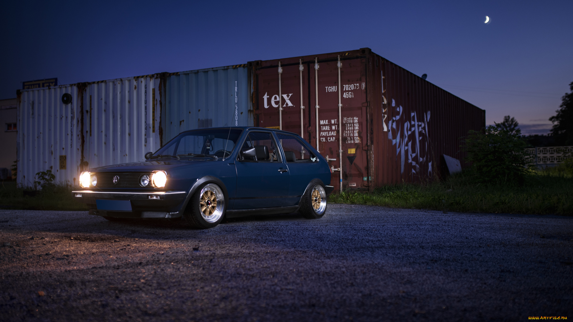 volkswagen, polo, автомобили, volkswagen, polo, blue, containers