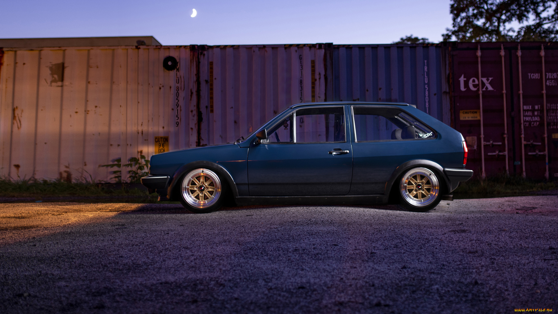 volkswagen, polo, автомобили, volkswagen, polo, blue, containers, side