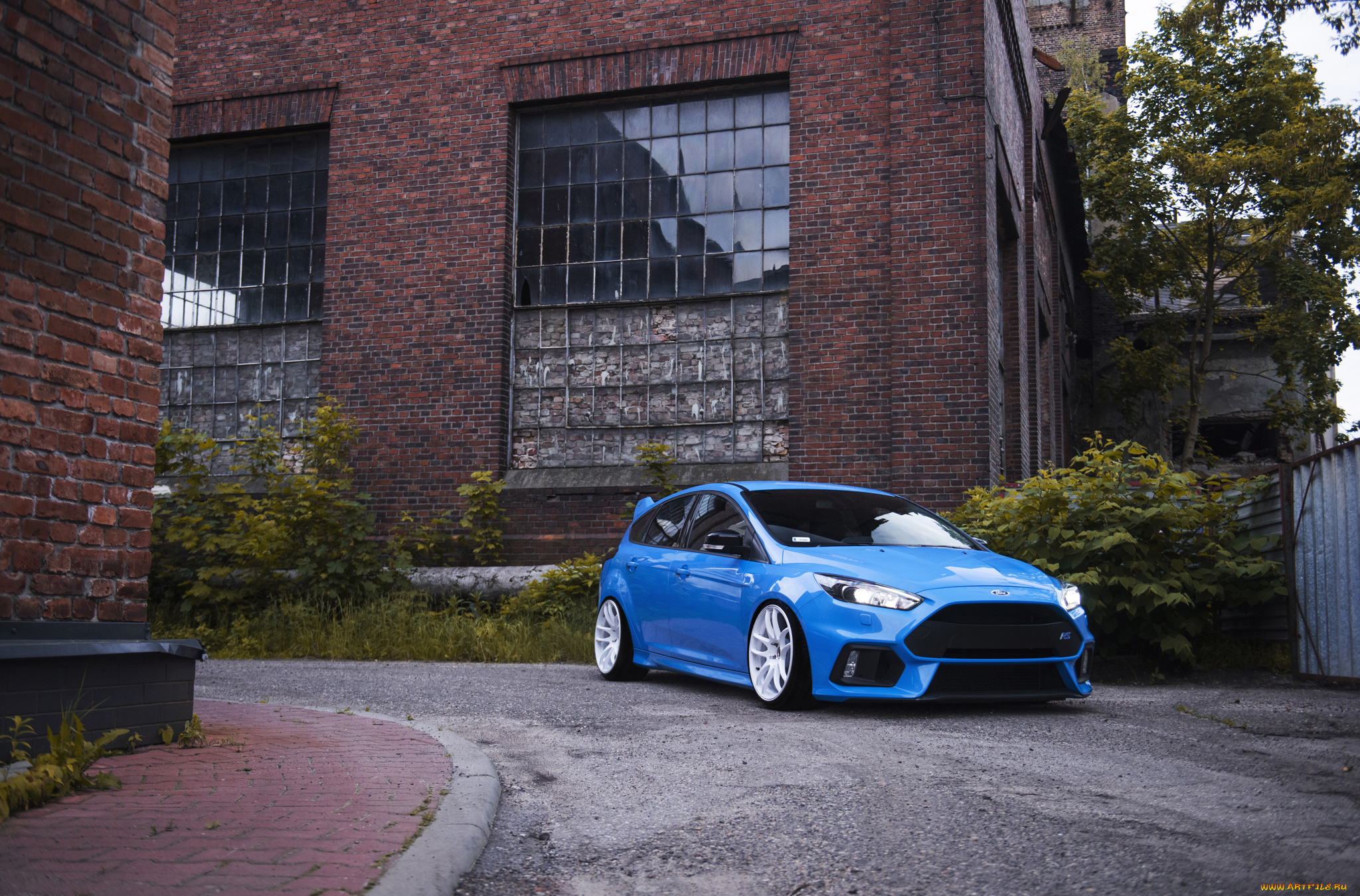 ford, focus, rs, автомобили, ford, focus, rs, blue, stance, building