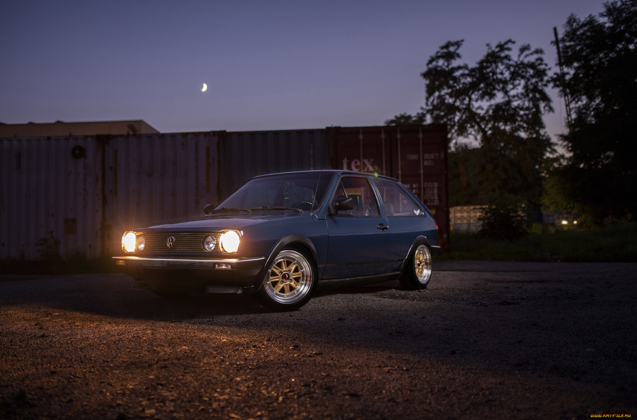 volkswagen, polo, автомобили, volkswagen, polo, blue, containers