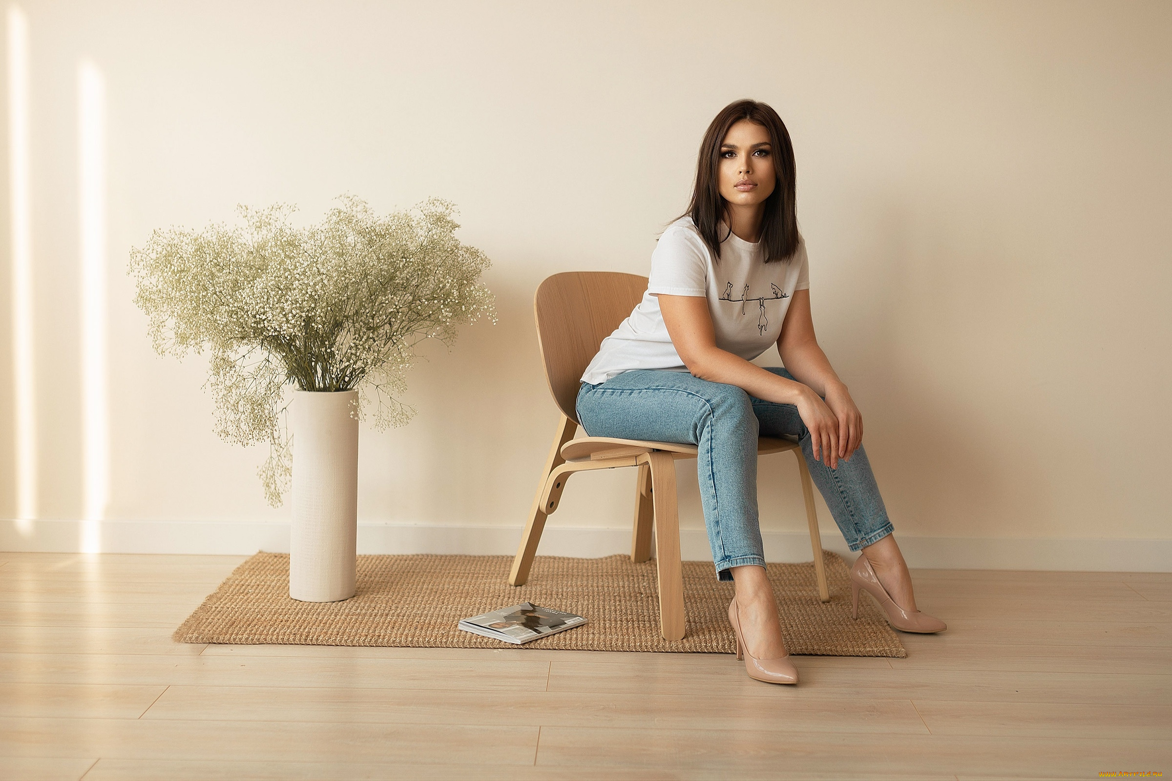 девушки, -, брюнетки, , шатенки, брюнетка, джинсы, майка