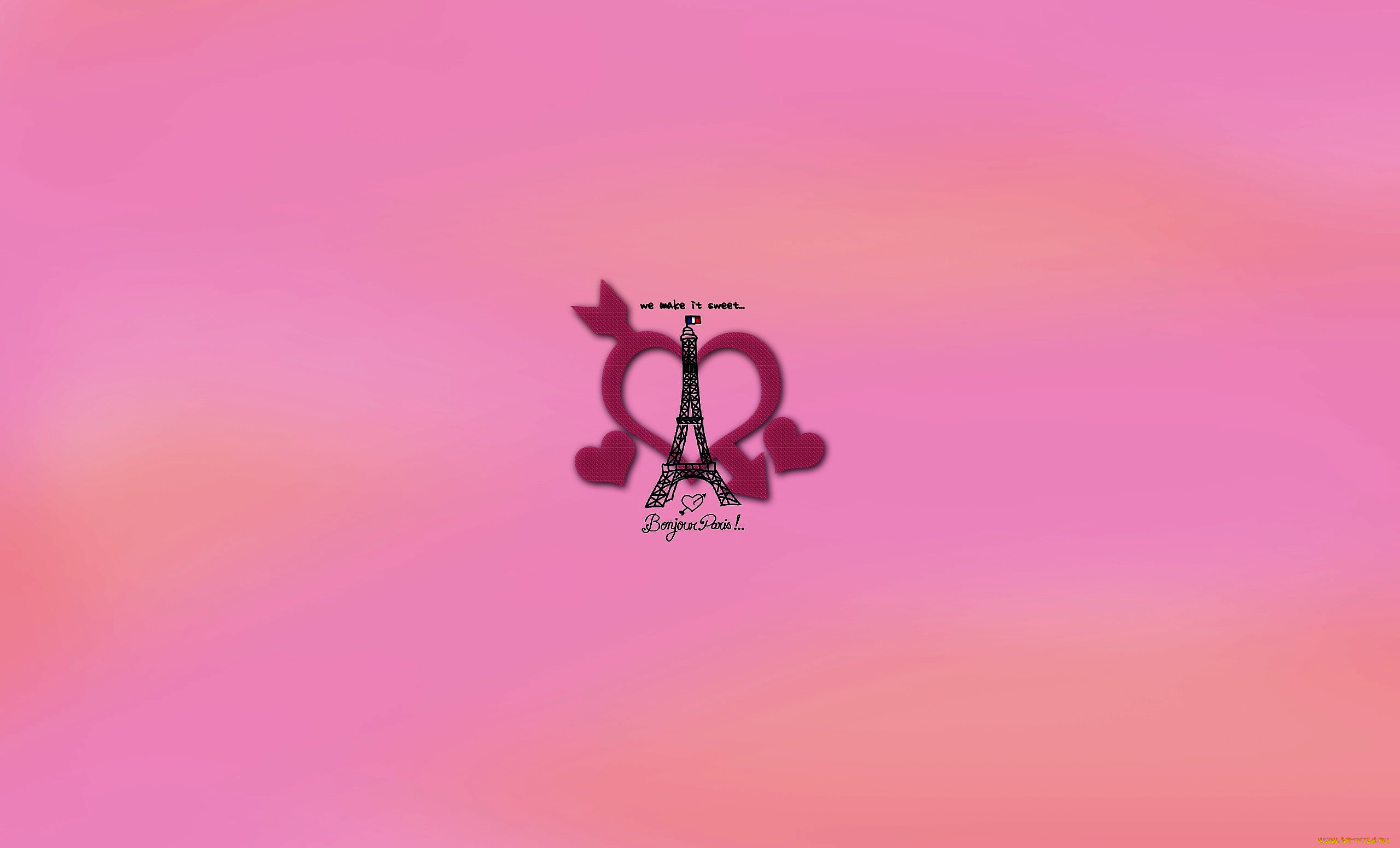 рисованное, минимализм, эйфелева, башня, сердечки