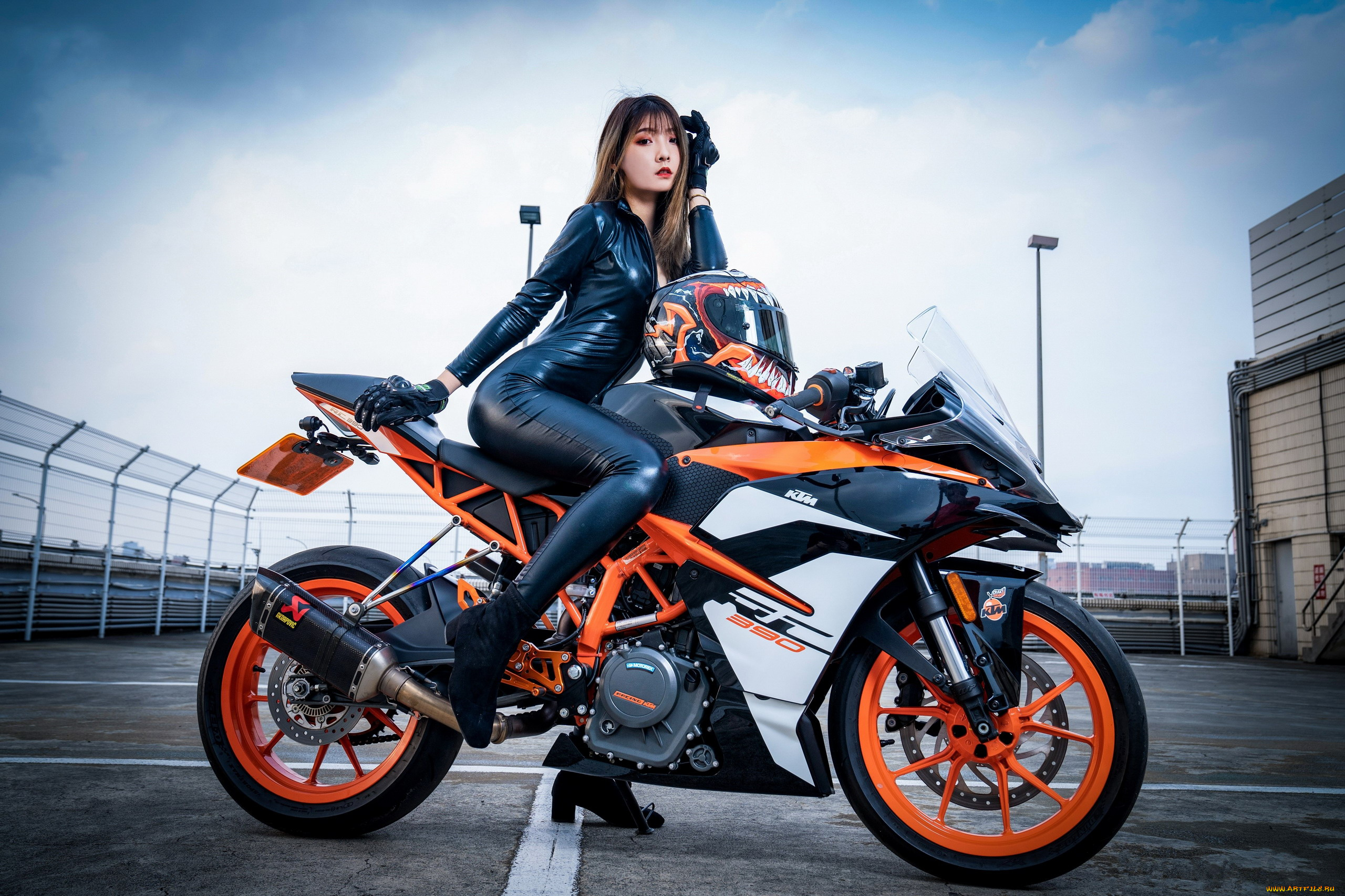 мотоциклы, мото, с, девушкой, ktm, motorcycle