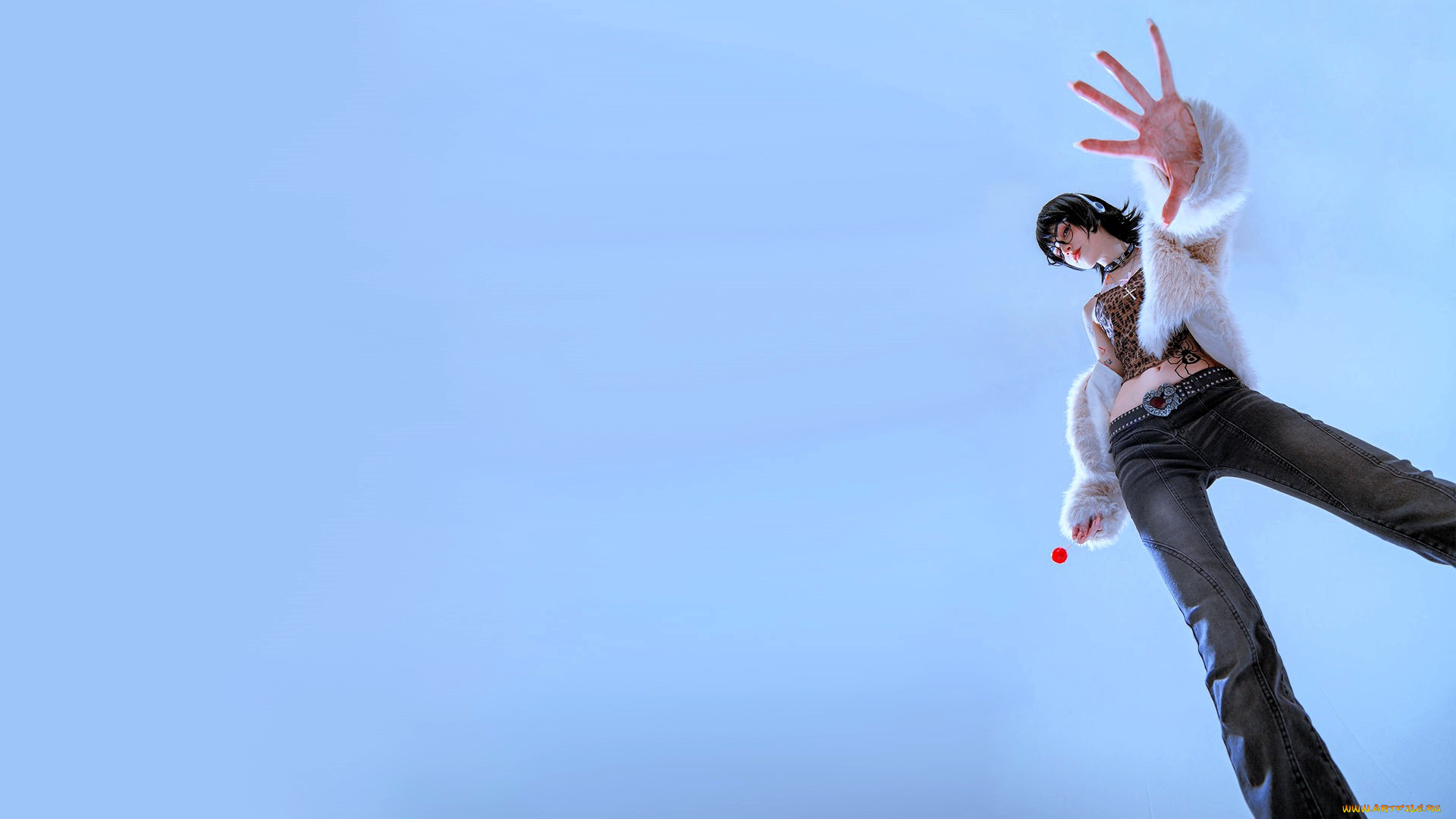 девушки, tenletters, косплей, образ, наряд, костюм, брюнетка, очки, леденец, куртка, топ, джинсы