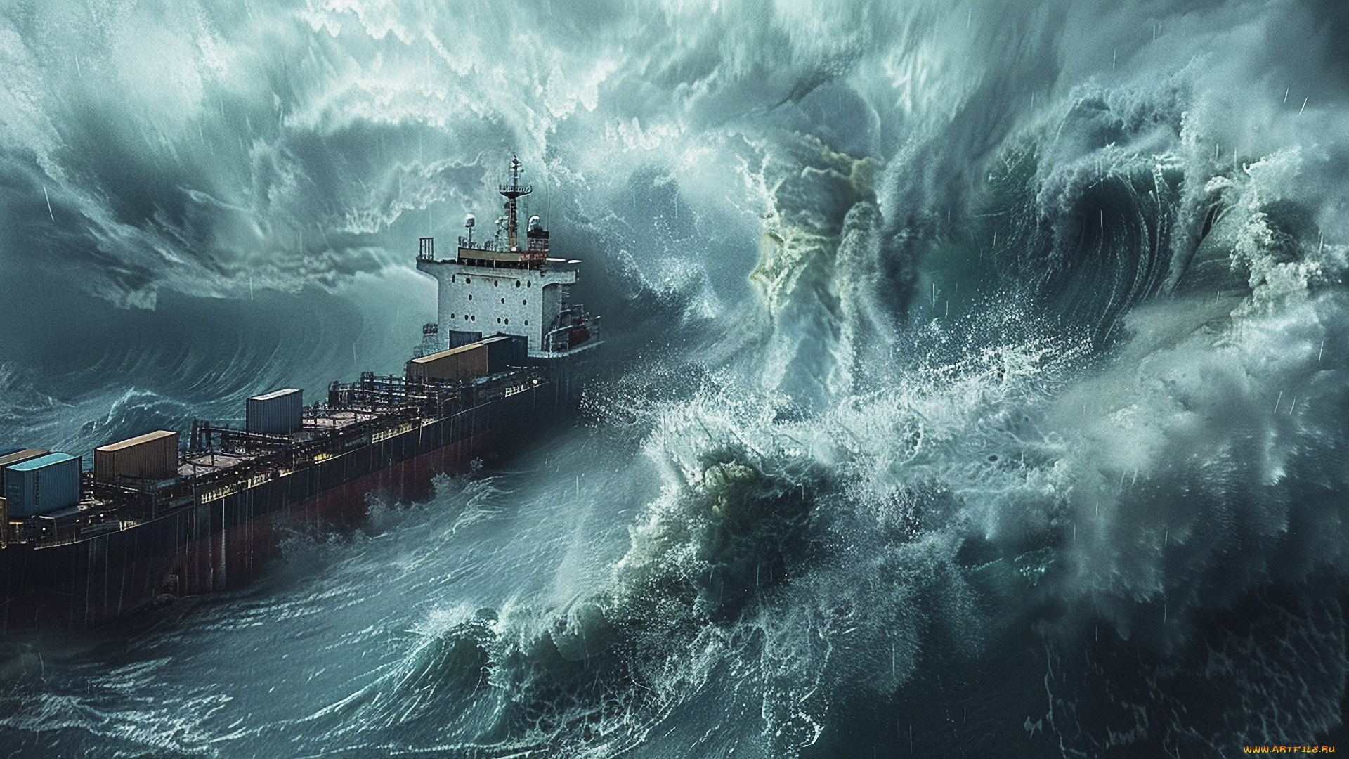 корабли, 3d, корабль, шторм