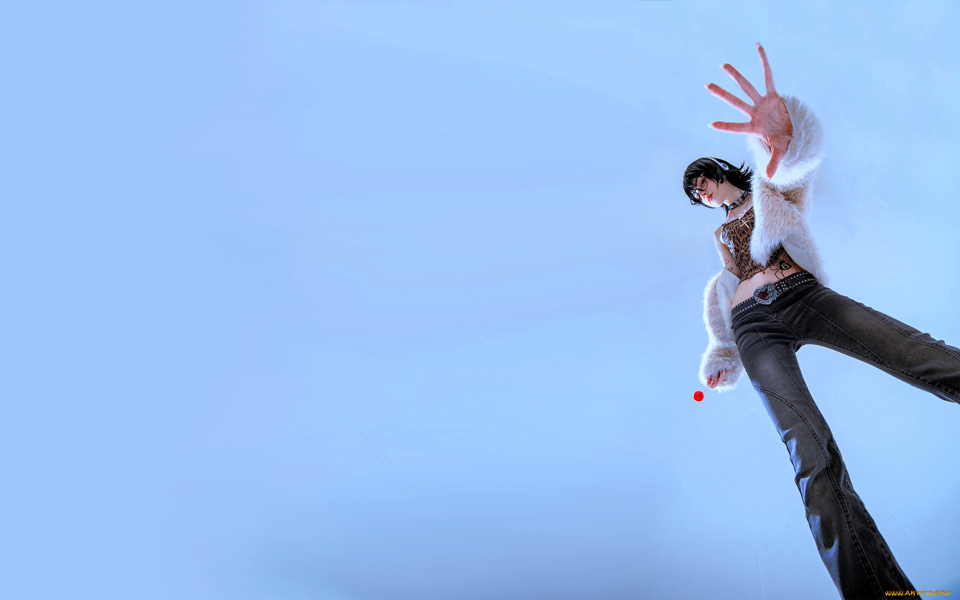 девушки, tenletters, косплей, образ, наряд, костюм, брюнетка, очки, леденец, куртка, топ, джинсы