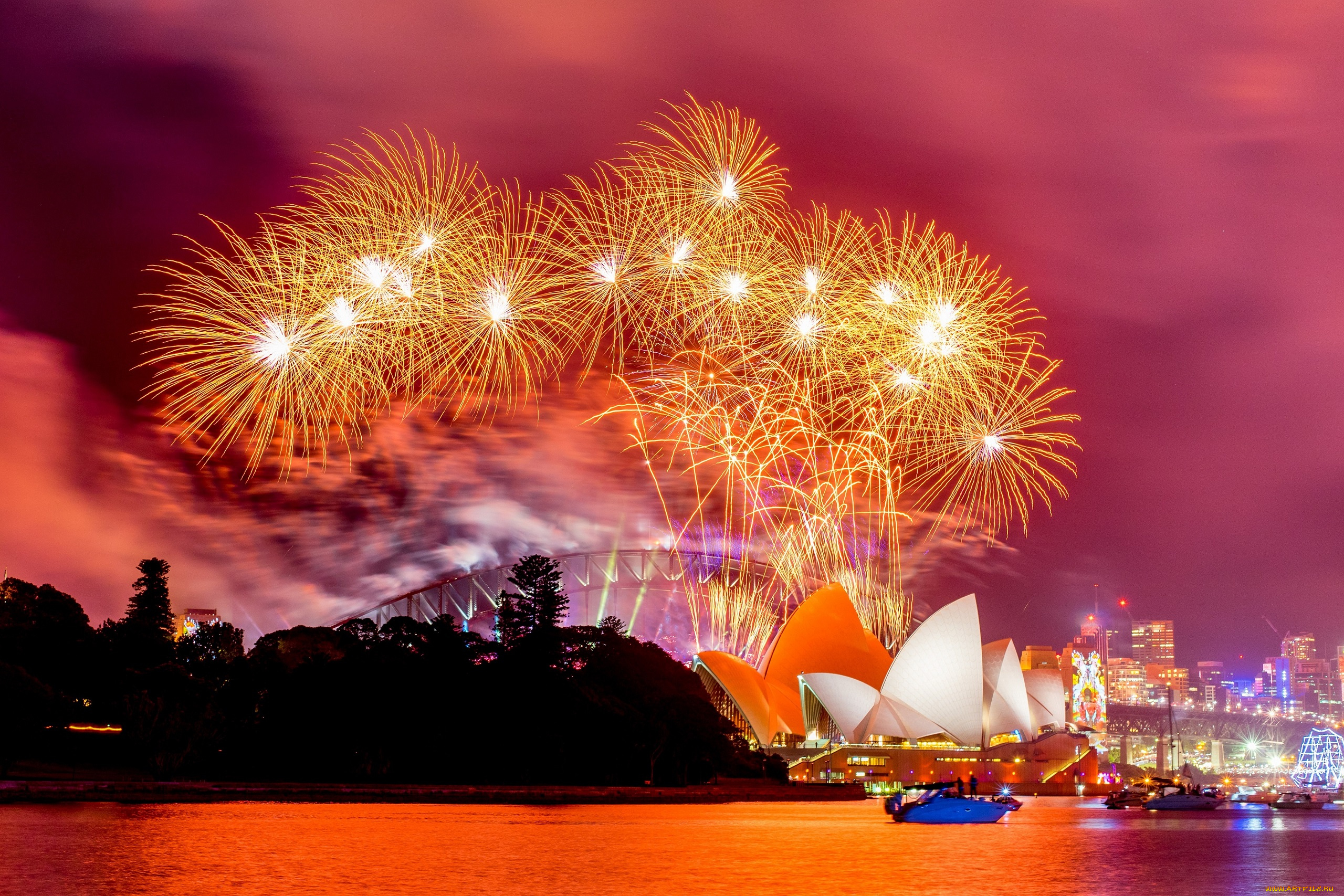 города, сидней, , австралия, салюты
