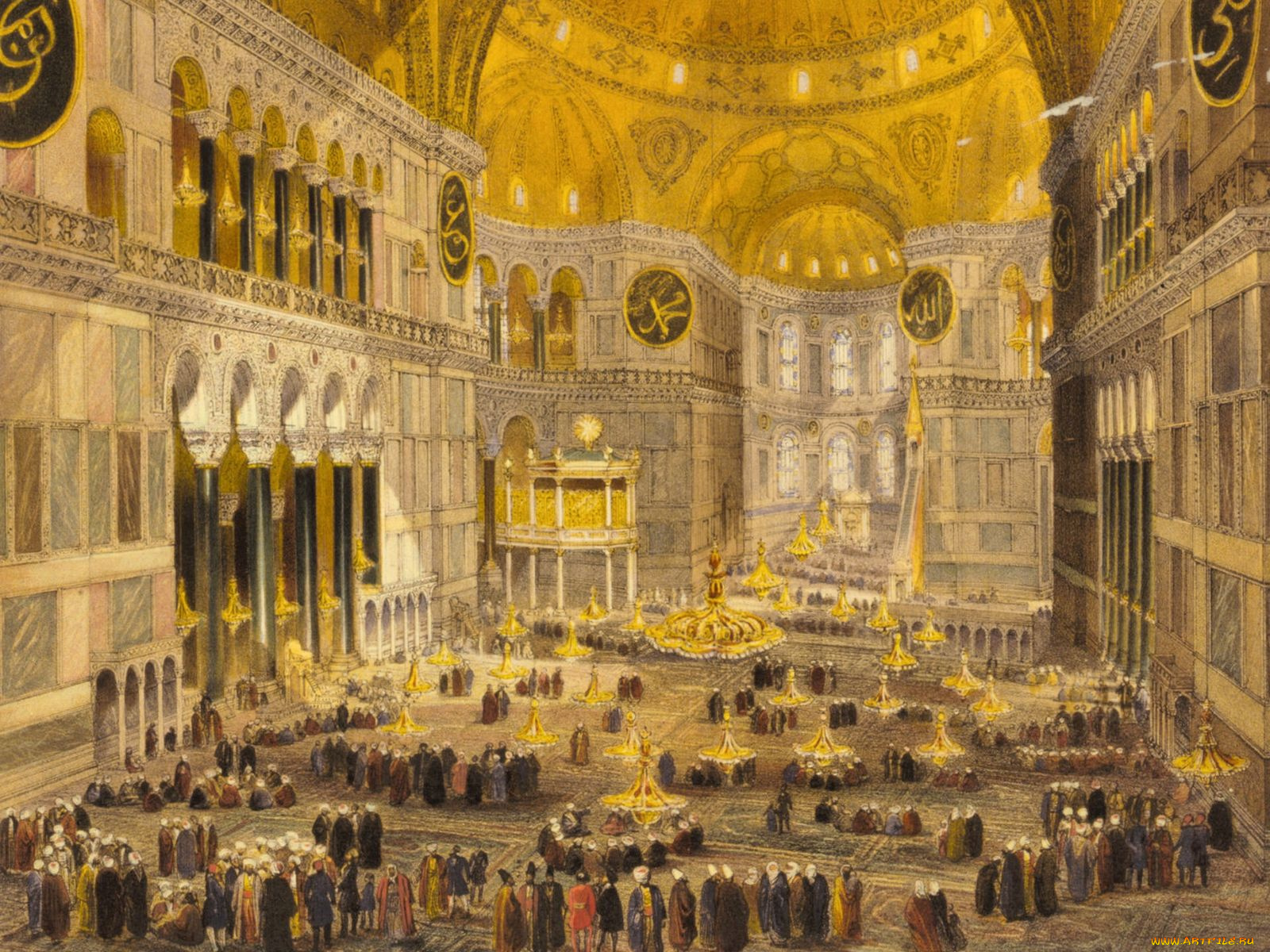 hagia, sophia, рисованные, живопись