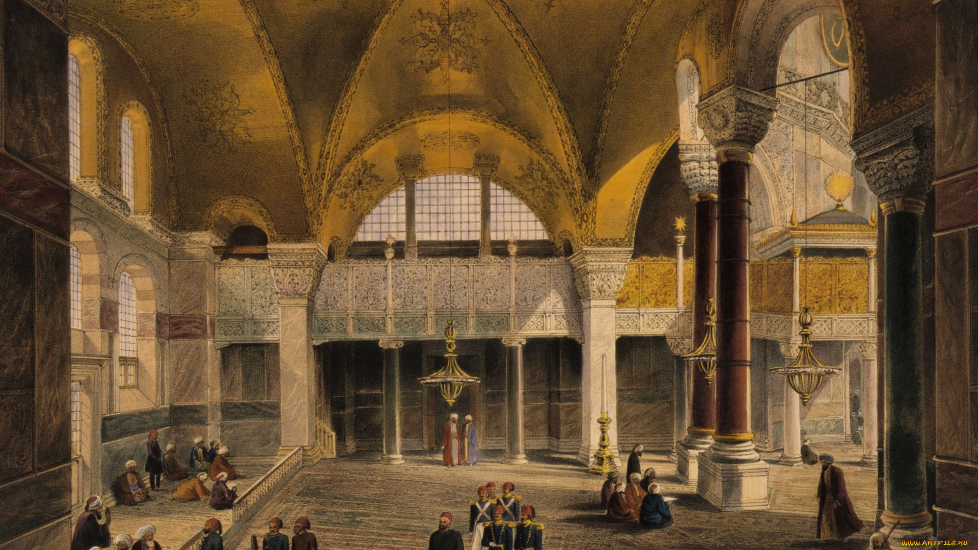 hagia, sophia, рисованные, живопись