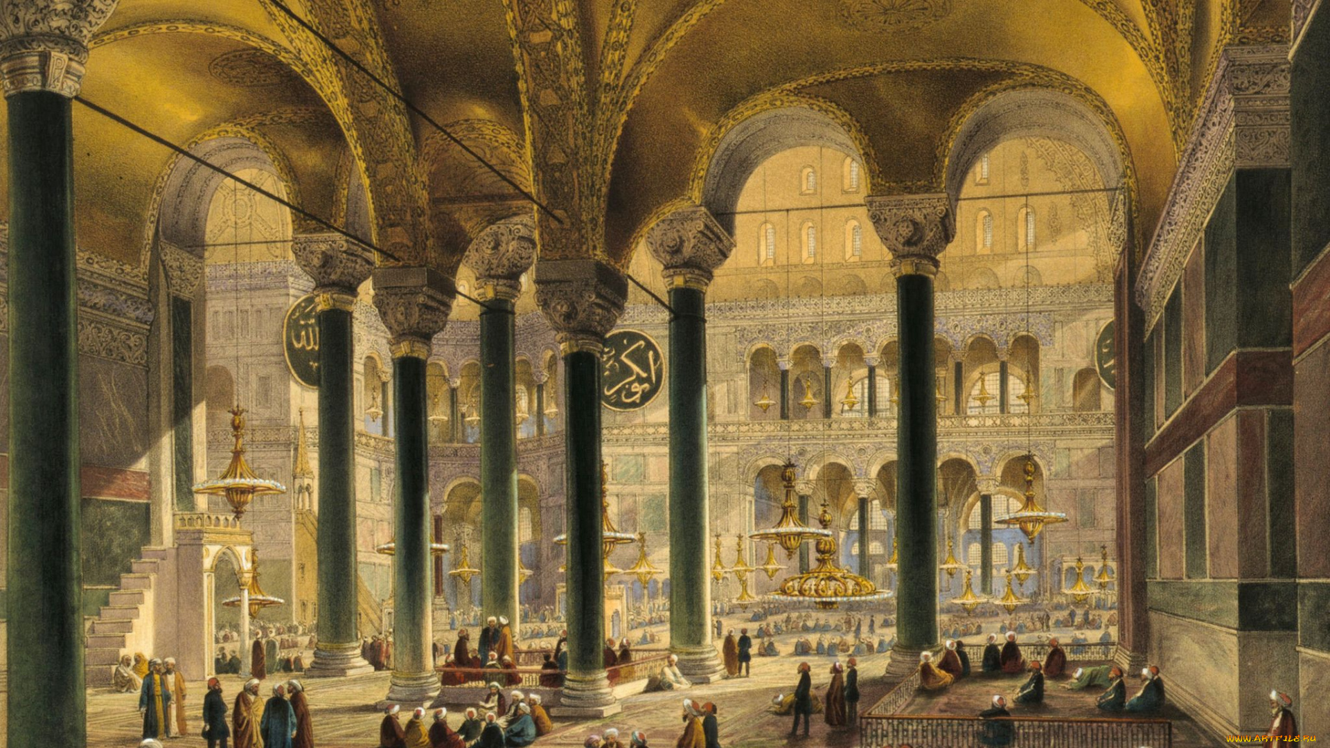 hagia, sophia, рисованные, живопись