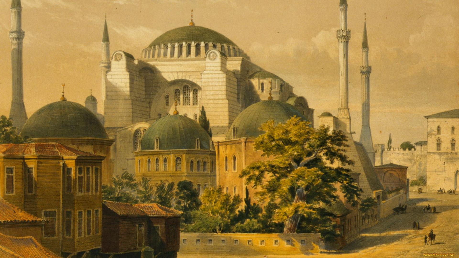 hagia, sophia, рисованные, живопись