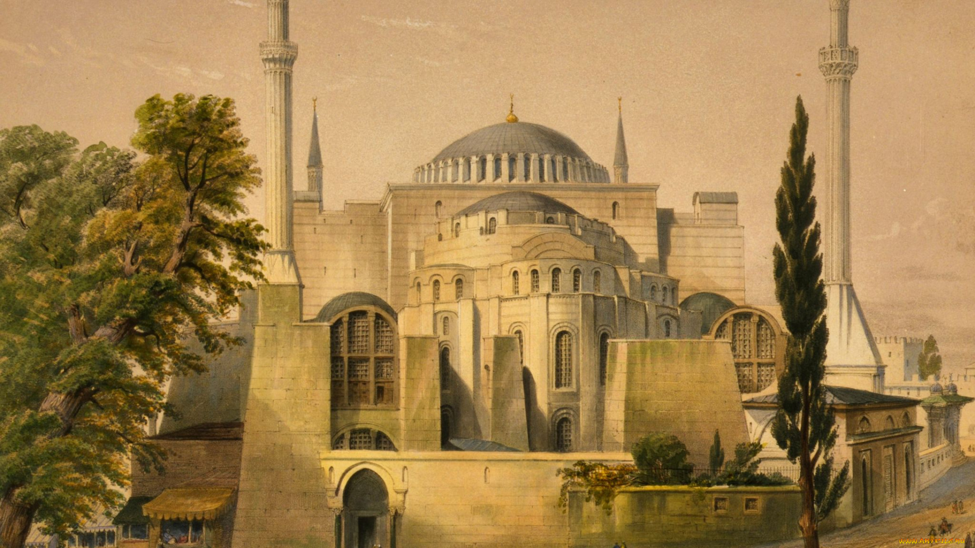 hagia, sophia, рисованные, живопись