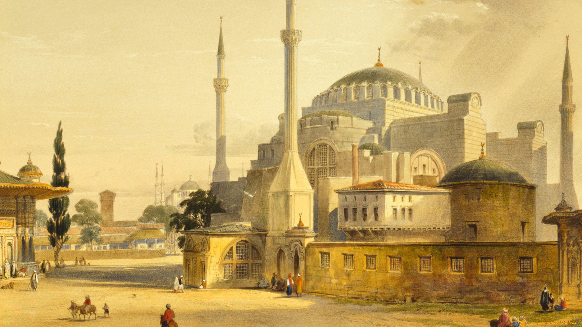 hagia, sophia, рисованные, живопись