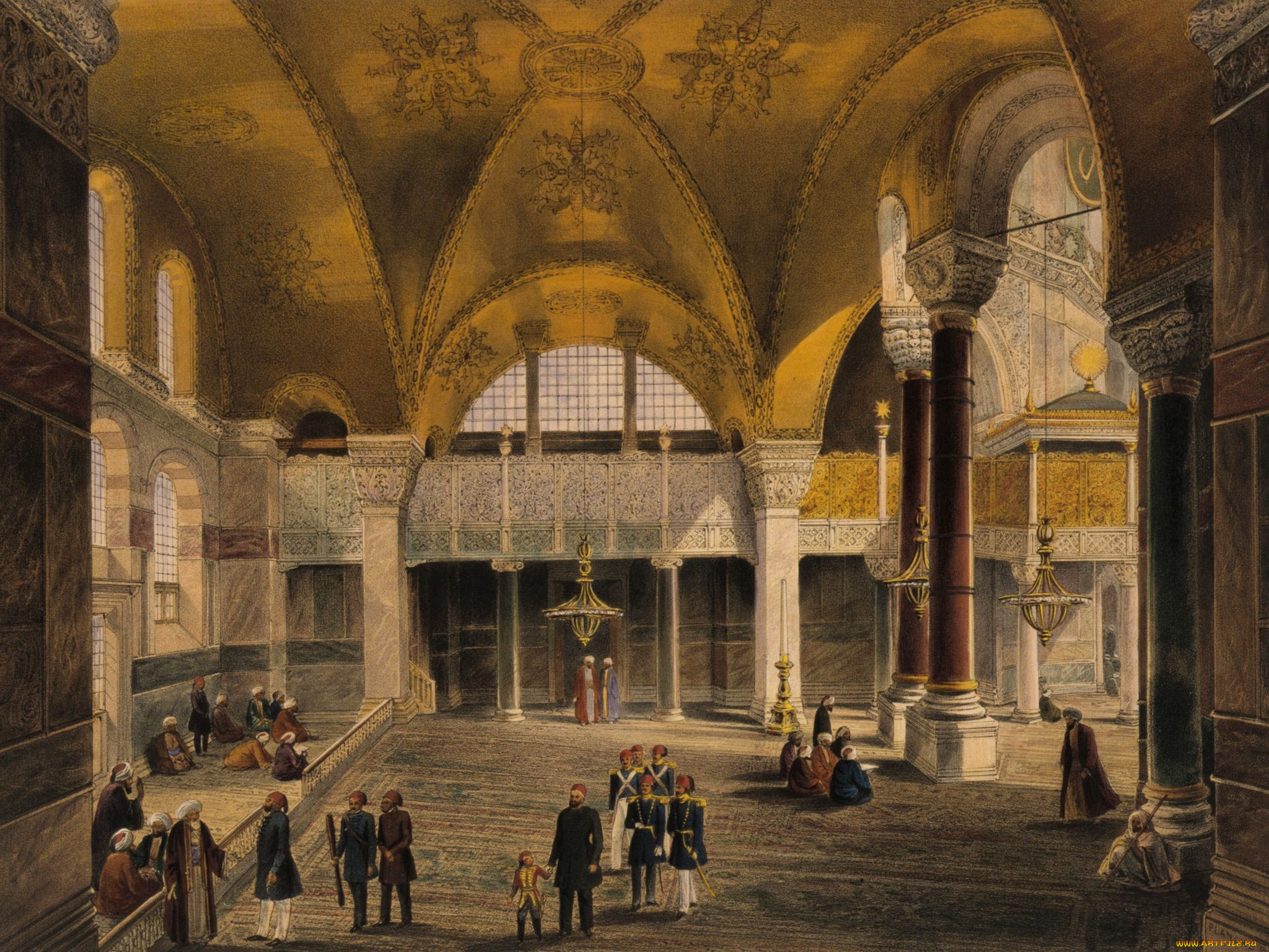 hagia, sophia, рисованные, живопись