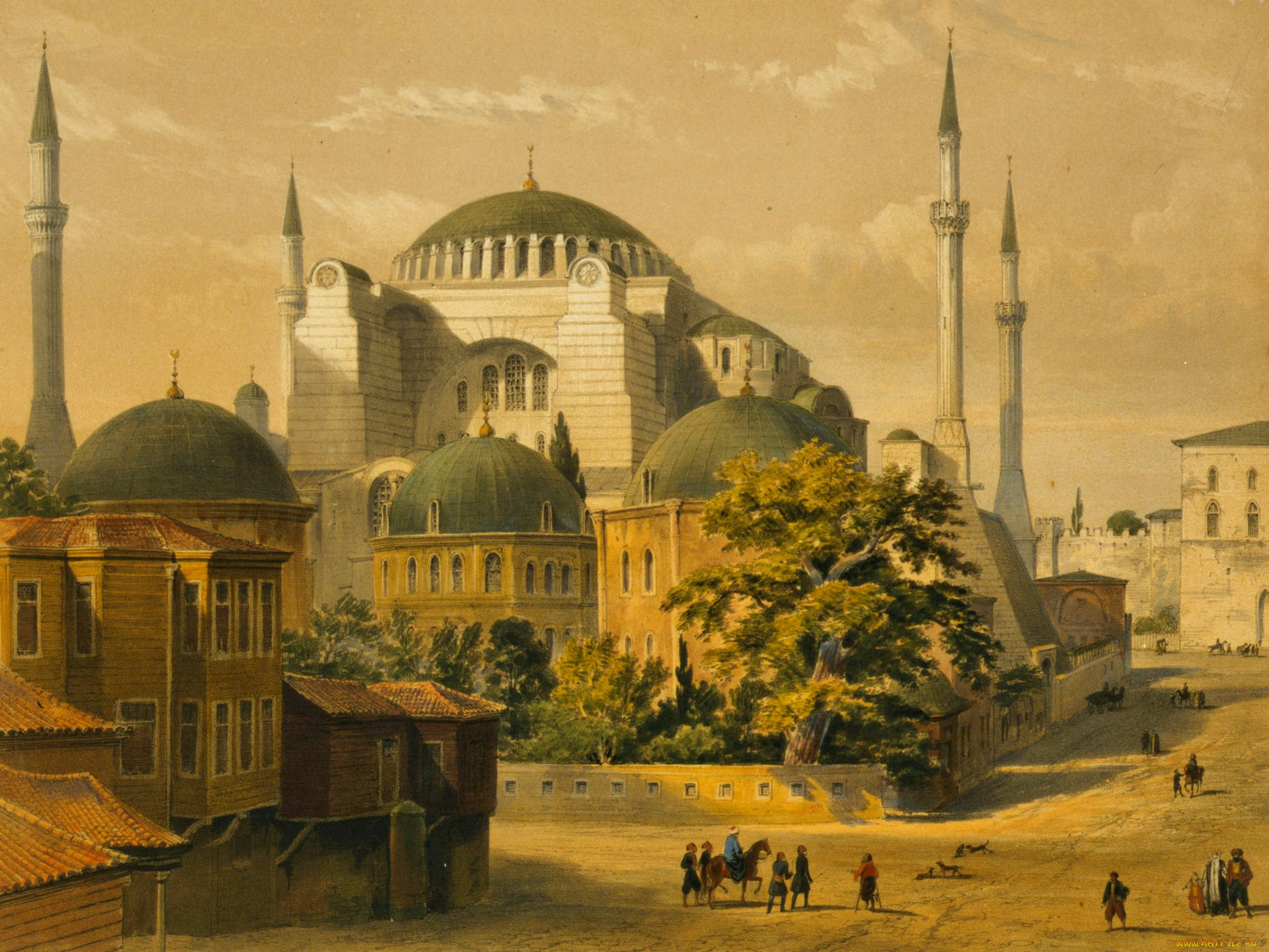 hagia, sophia, рисованные, живопись