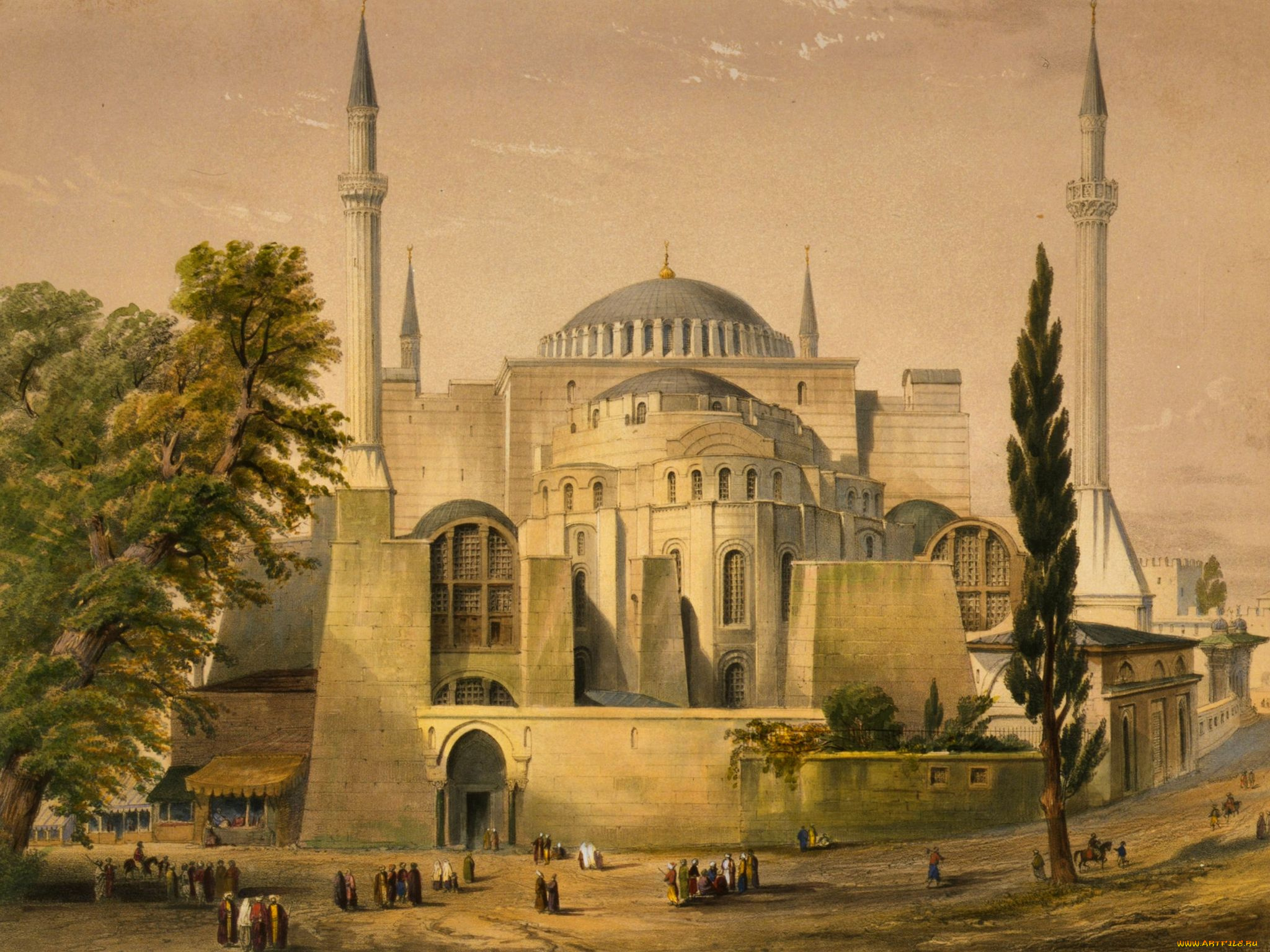 hagia, sophia, рисованные, живопись