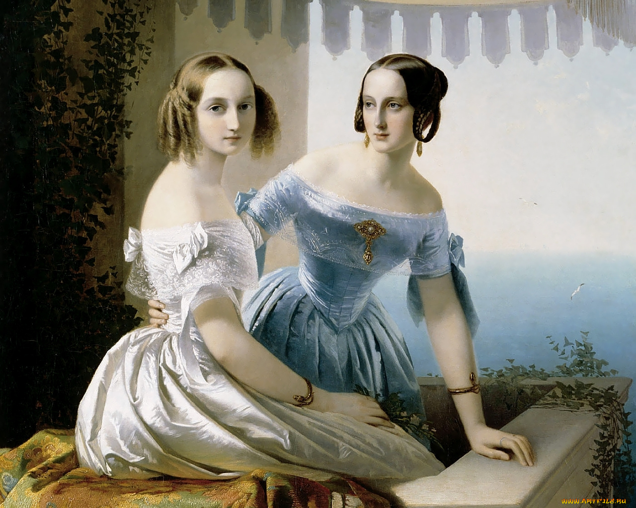 тимофей, нефф, портрет, великих, княжон, марии, николаевны, ольги, николаевны, рисованные