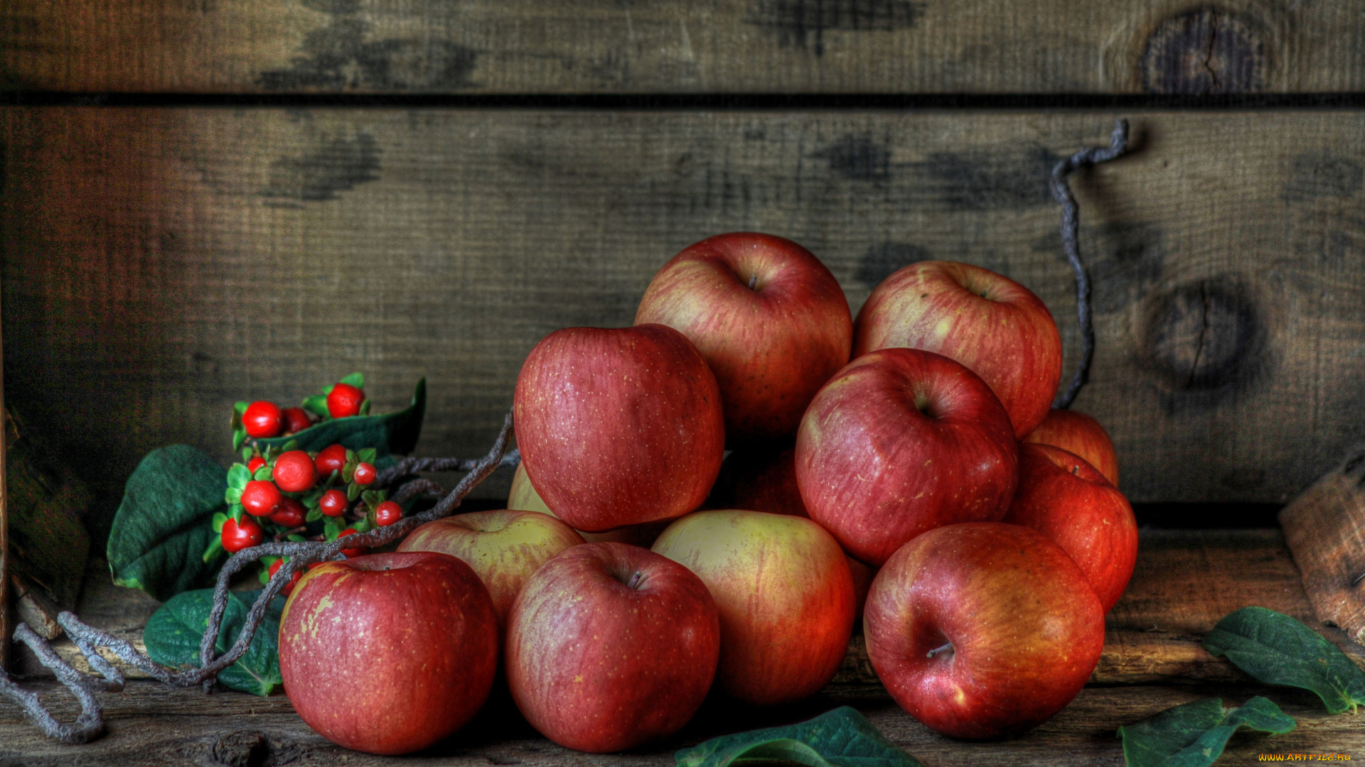 еда, Яблоки, ящик, плоды