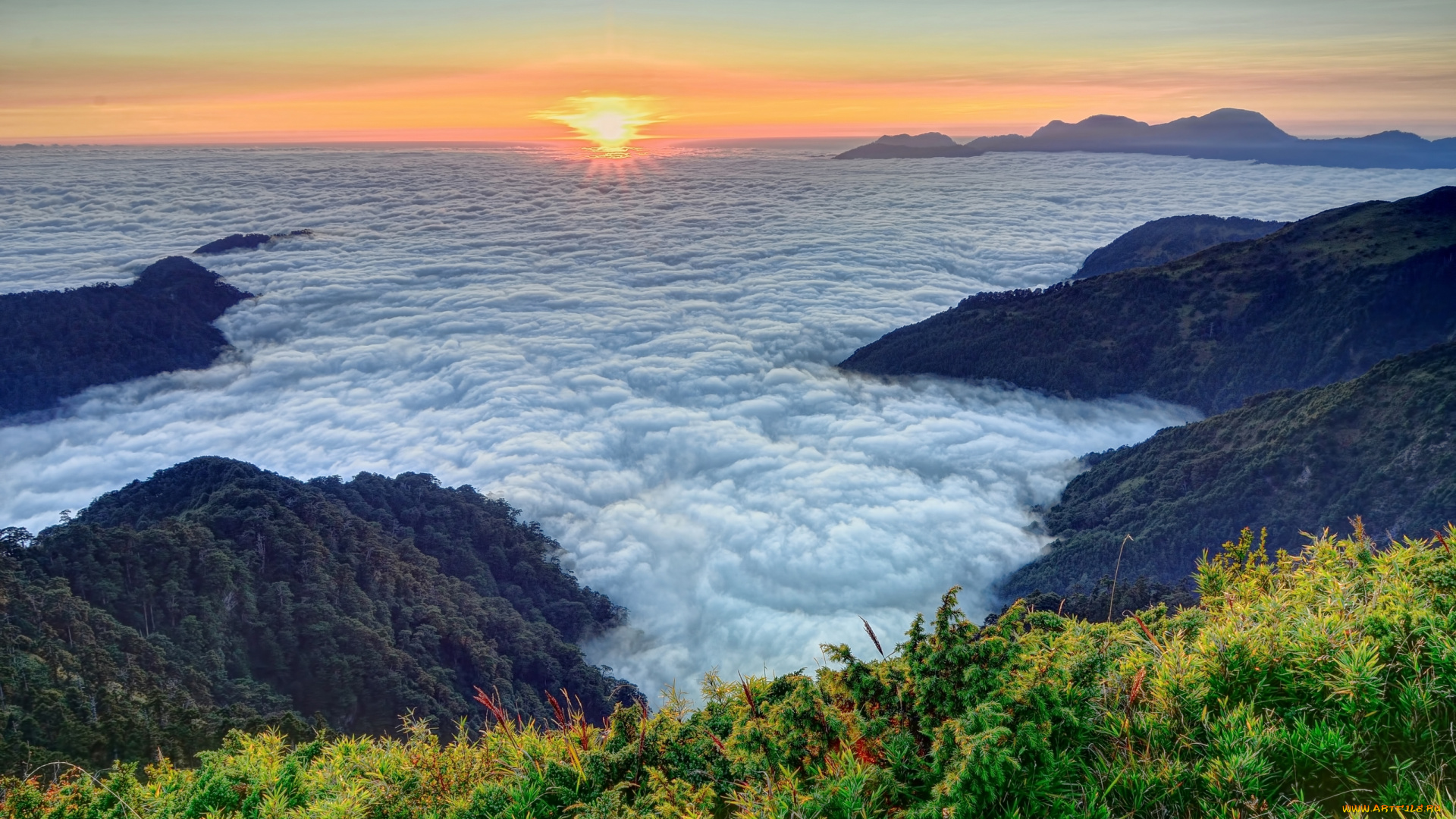 hehuanshan, taiwan, природа, горы, hehuan, mountain, тайвань, закат, облака
