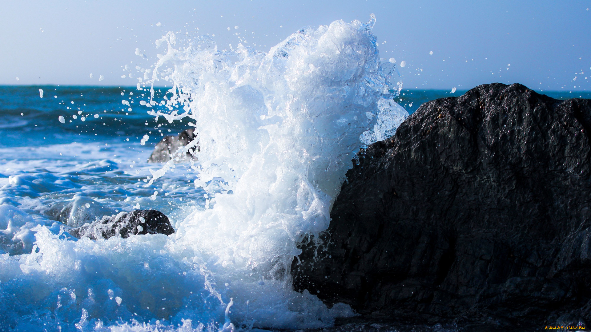природа, моря, океаны, море, волна, камни, брызги