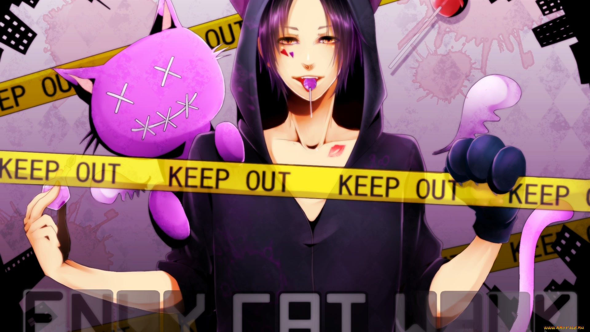 аниме, -animals, парень, неко, хвост, игрушка, keep, out, сладости, помада, взгляд, искушение, уши