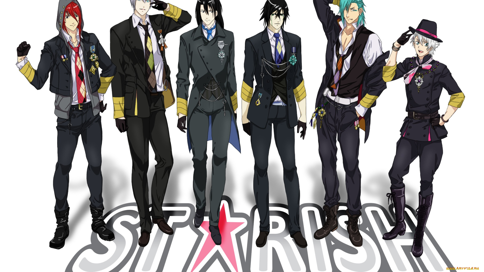 аниме, bleach, белый, фон, парни, арт, хитцугая, шиффер, гримджоу, джагерджак, тоуширо, бьякуя, кучики, ичимару, абарай, улькиорра, ренджи, гин, блич