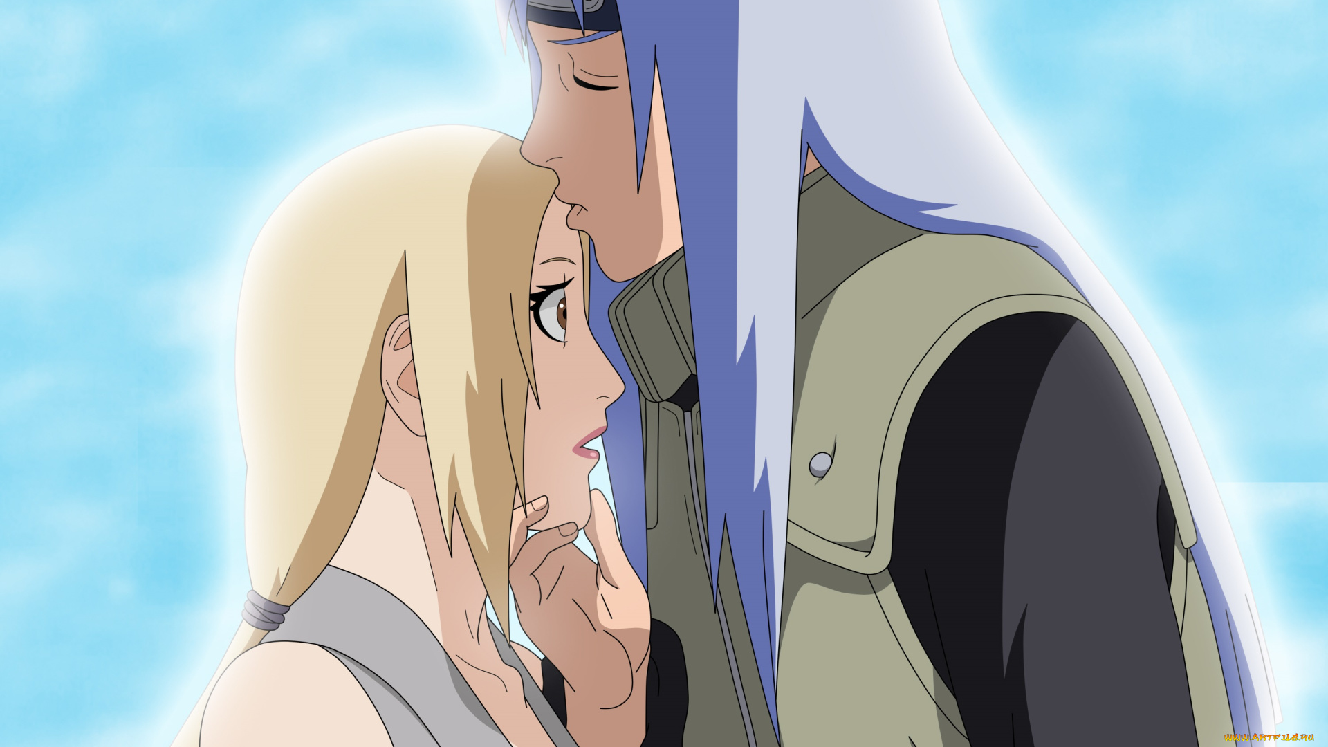 аниме, naruto, наруто, пара, любовь, поцелуй, парень, девушка, тцунаде, дан