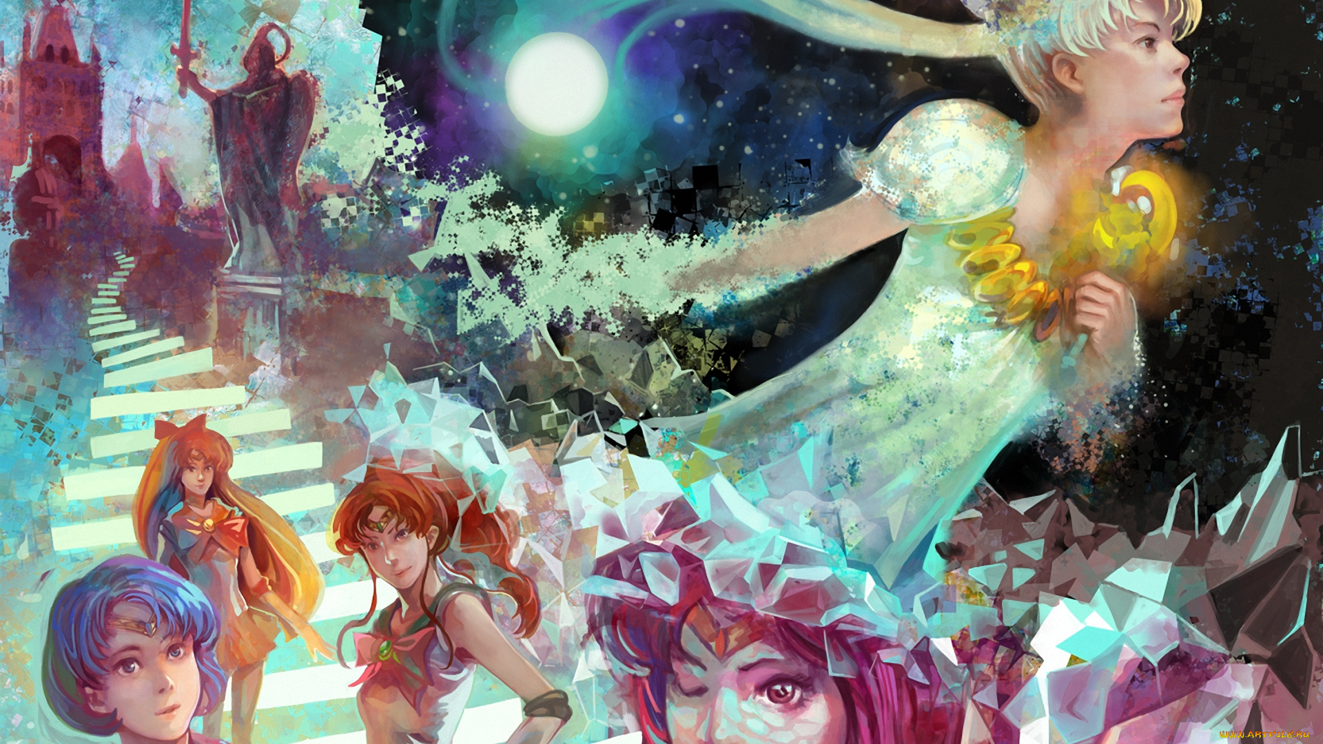 аниме, sailor, moon, mercury, princess, serenity, jupiter, mars, sailor, venus