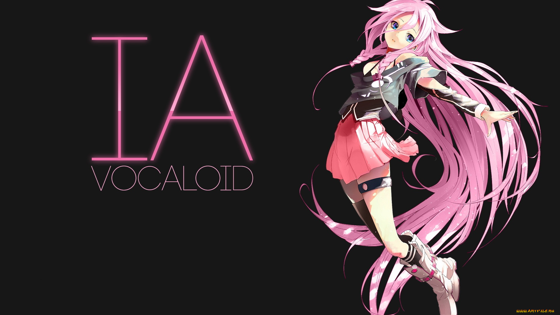 аниме, vocaloid, волосы, ia, юбка, поза