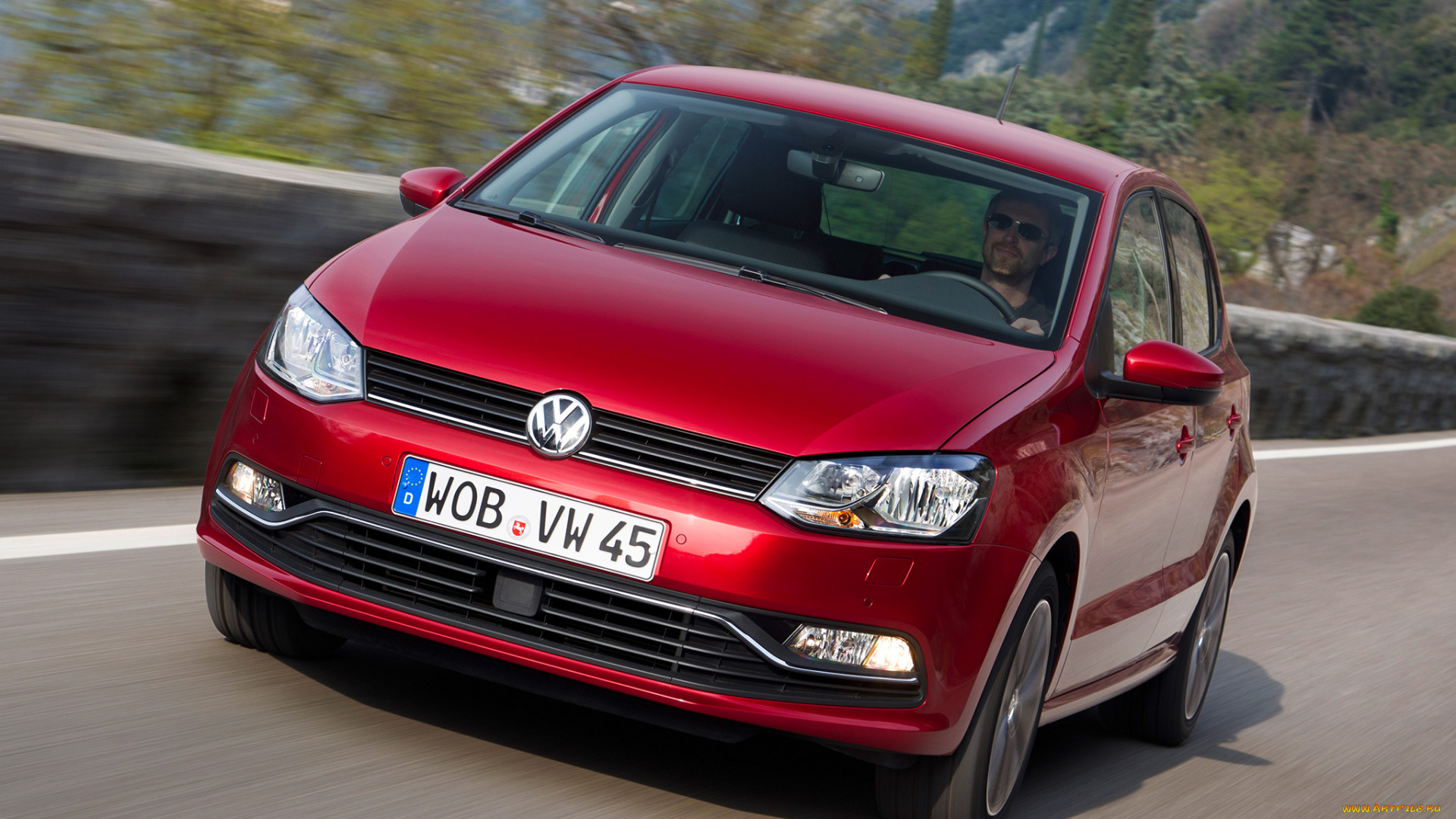 автомобили, volkswagen, красный, bluemotion, tsi, polo, typ, 6r, 2014, 5-door