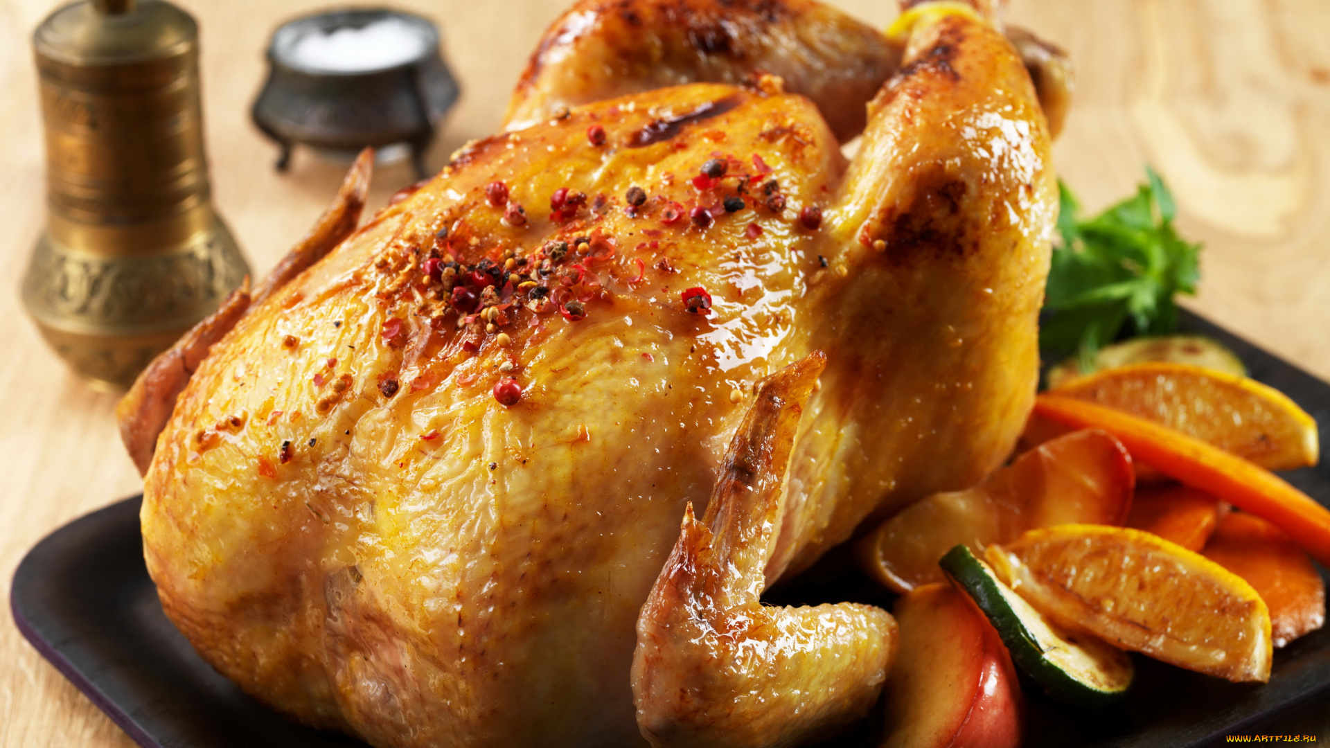 еда, мясные, блюда, яблоки, курица, запеченная