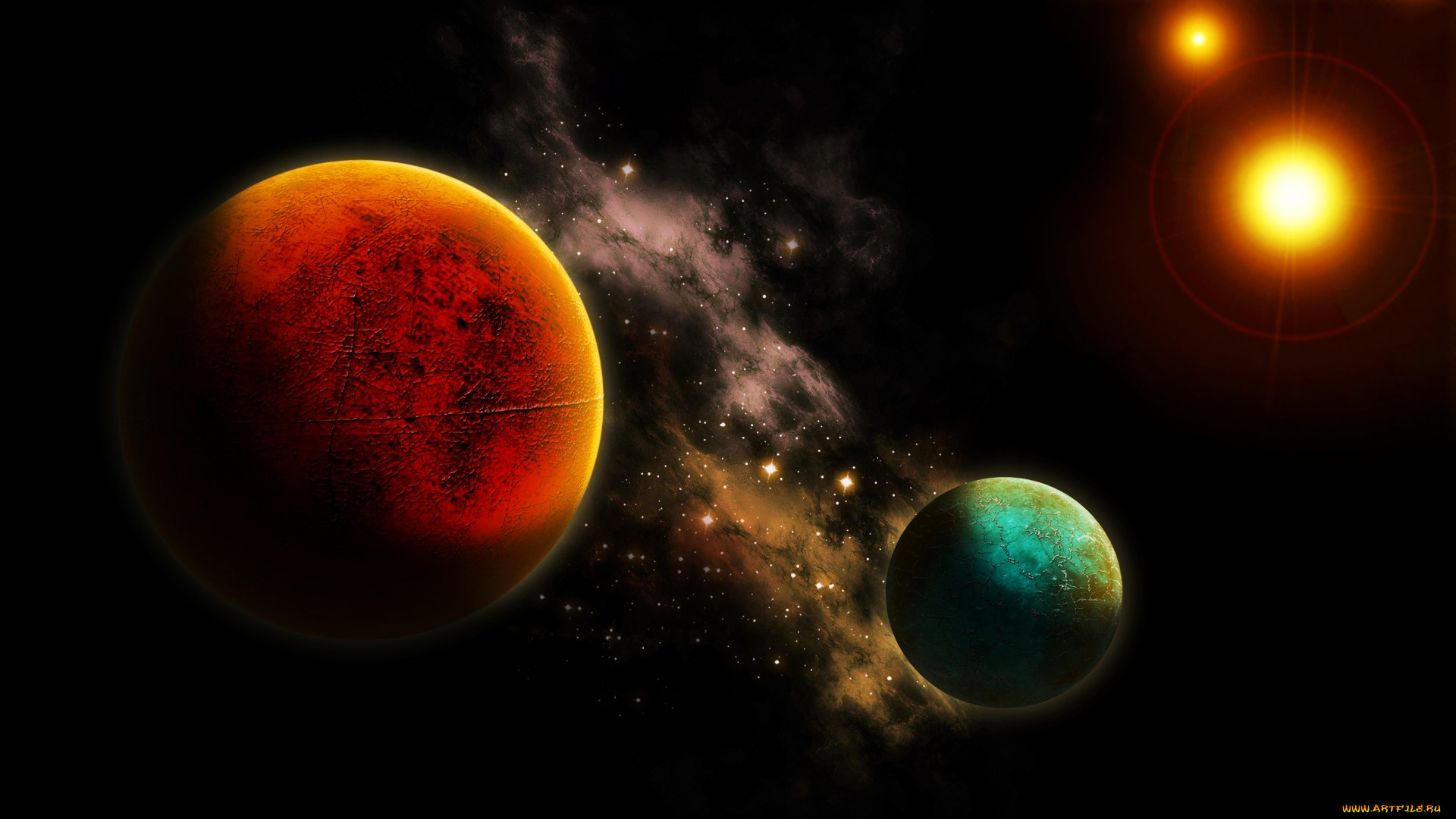 космос, арт, туманность, цвет, свет, планета, вселенная, небо, звезды