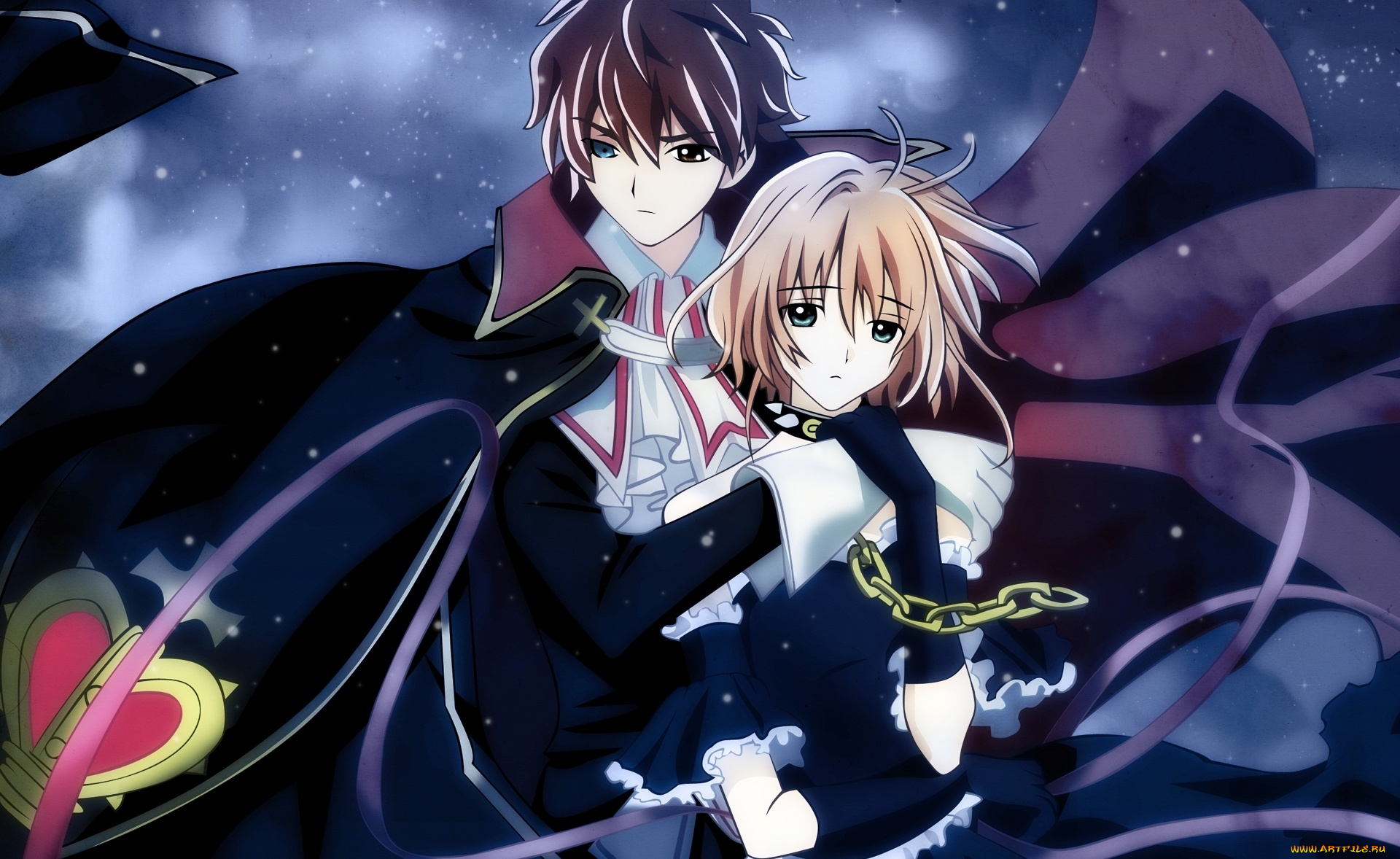 аниме, tsubasa, reservoir, chronicles, снег, парень, девушка, гетерохромия, цепь, syaoran, sakura