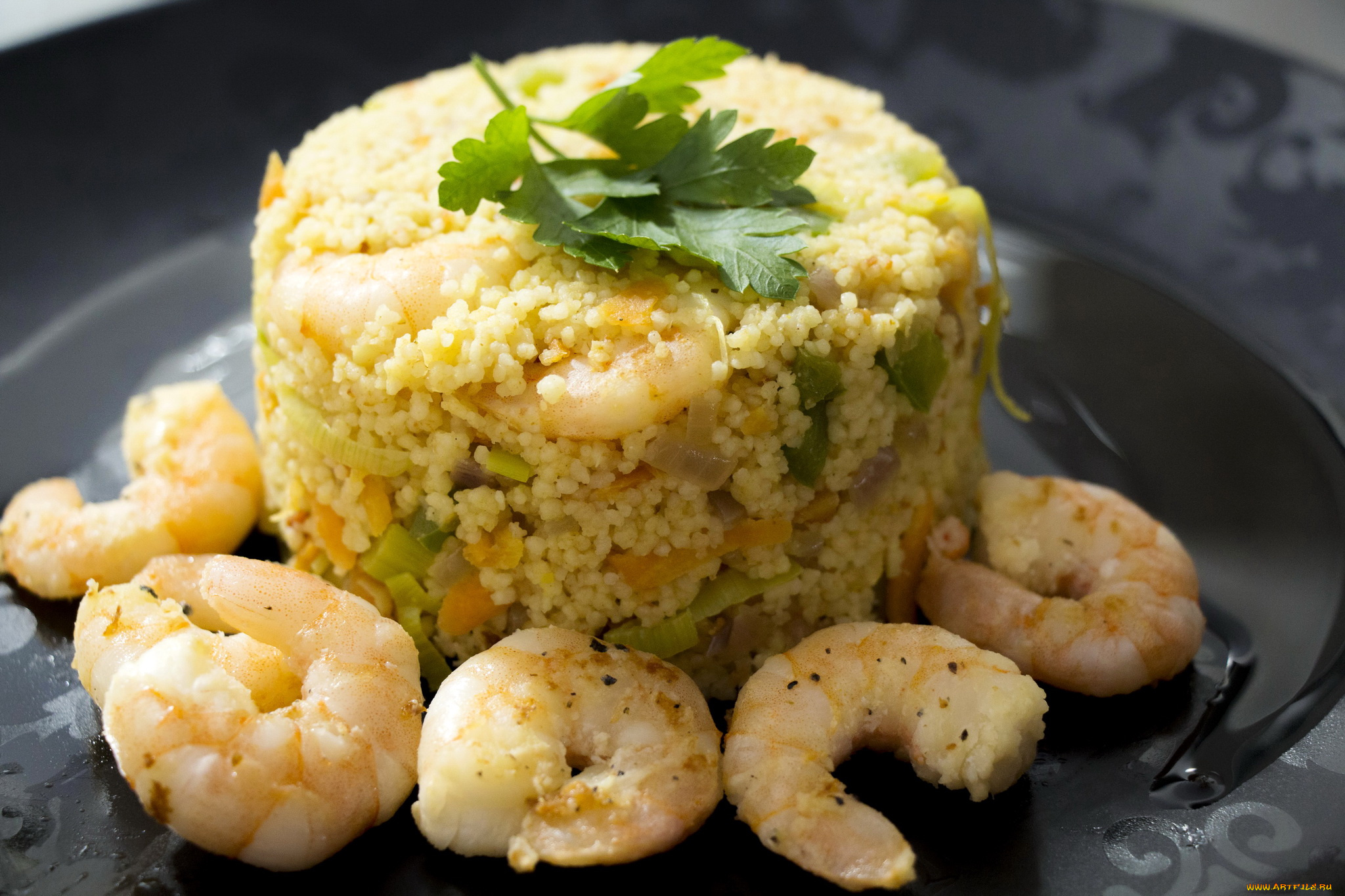 еда, рыбные, блюда, , с, морепродуктами, креветки, салат