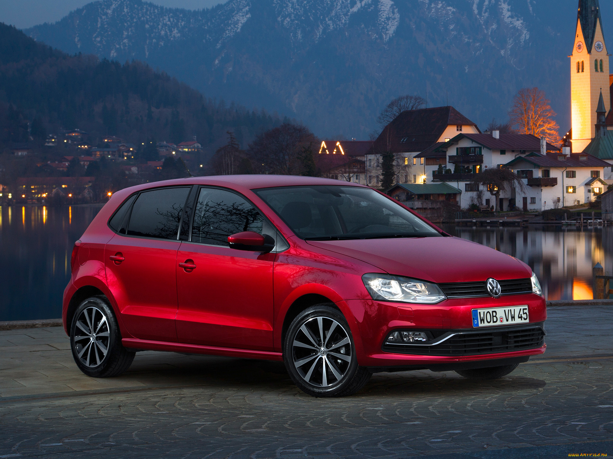 автомобили, volkswagen, polo, красный, 2014, typ, 6r, 5-door, bluemotion, tsi