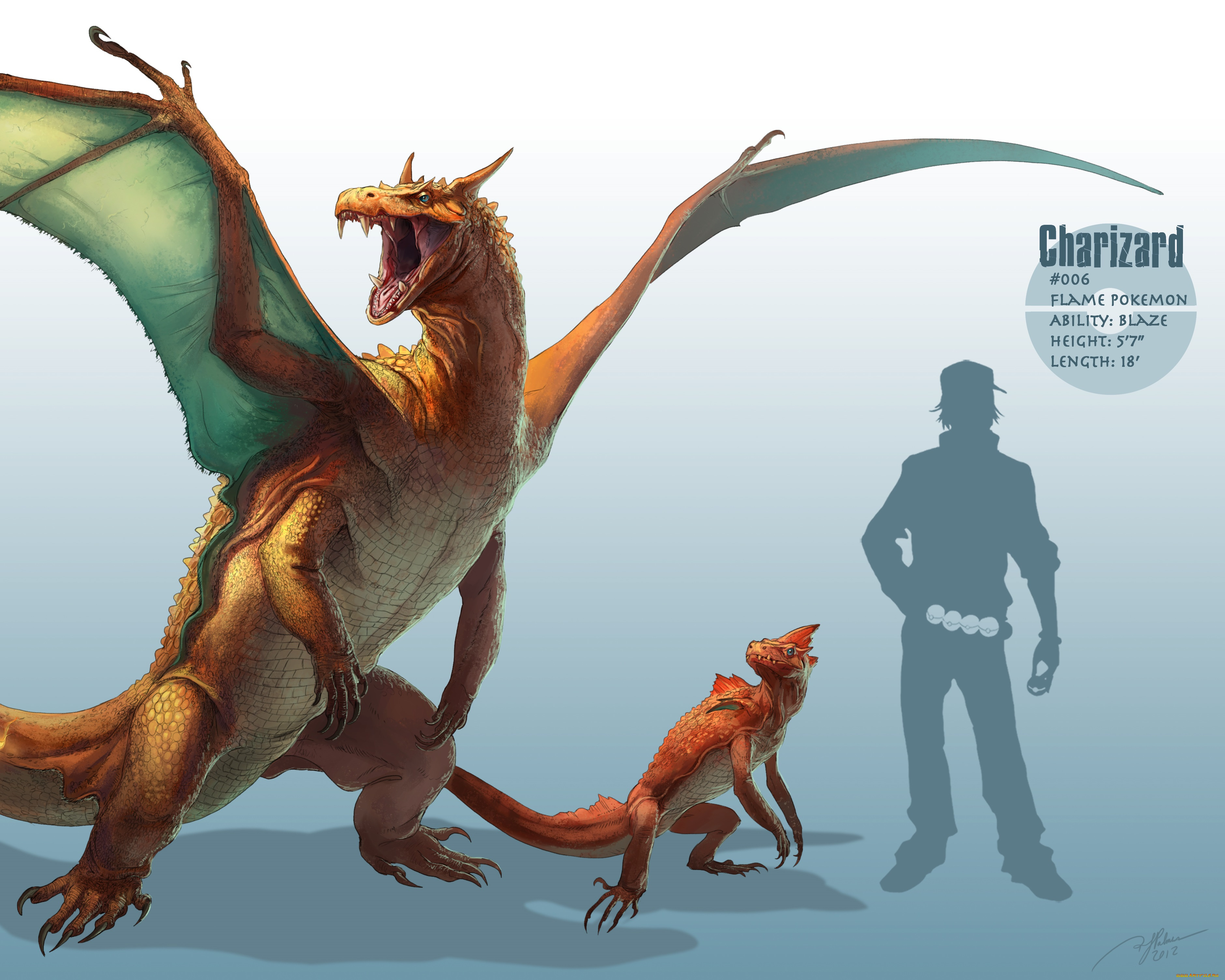 аниме, pokemon, коричневый, крылья, крик, покебол, человек, силуэт, арт, светлый, фон, динозавр, покемон