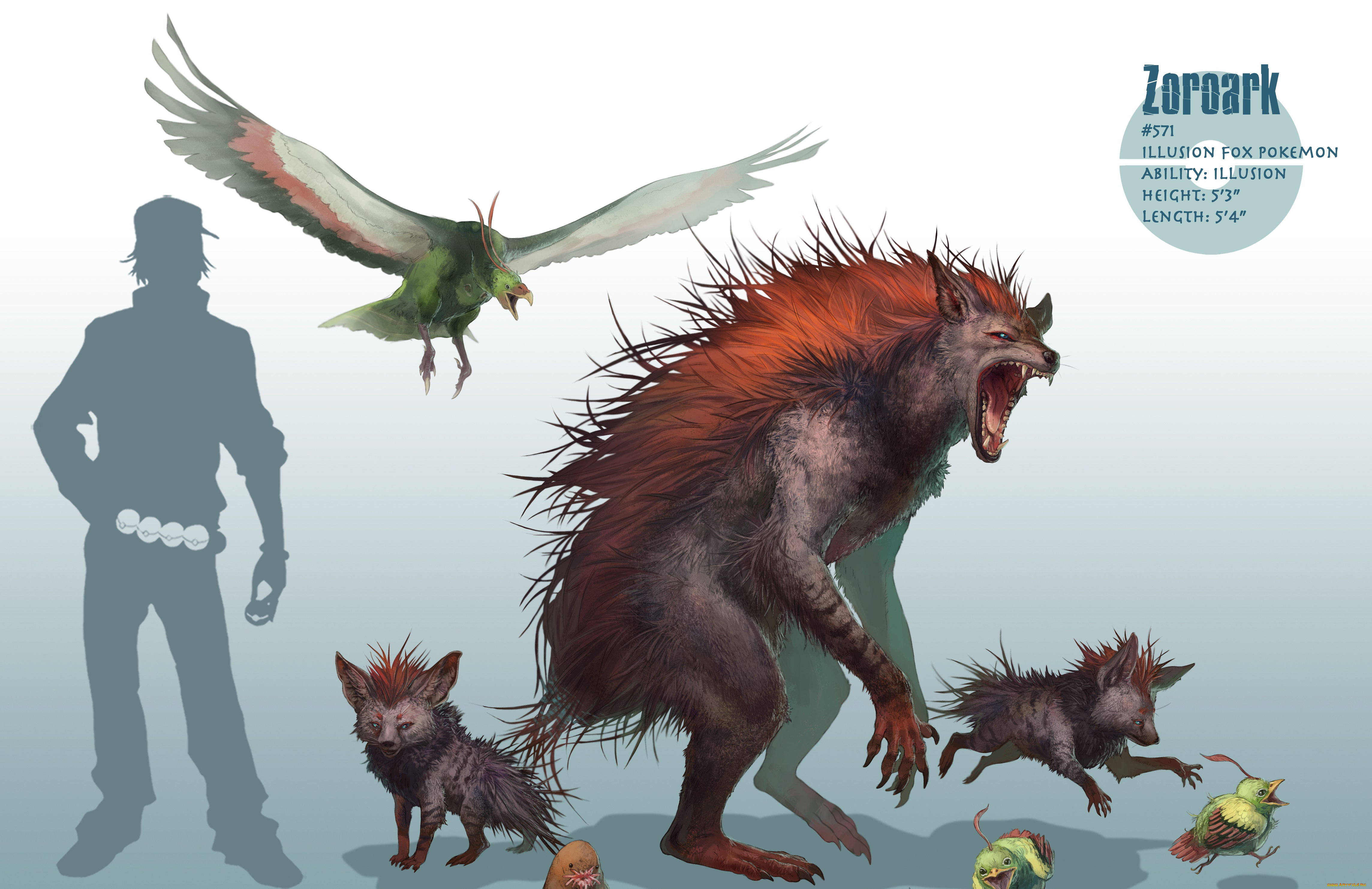 аниме, pokemon, светлый, фон, лохматый, птица, парень, силуэт, человек, надпись, покеболы, арт, покемон