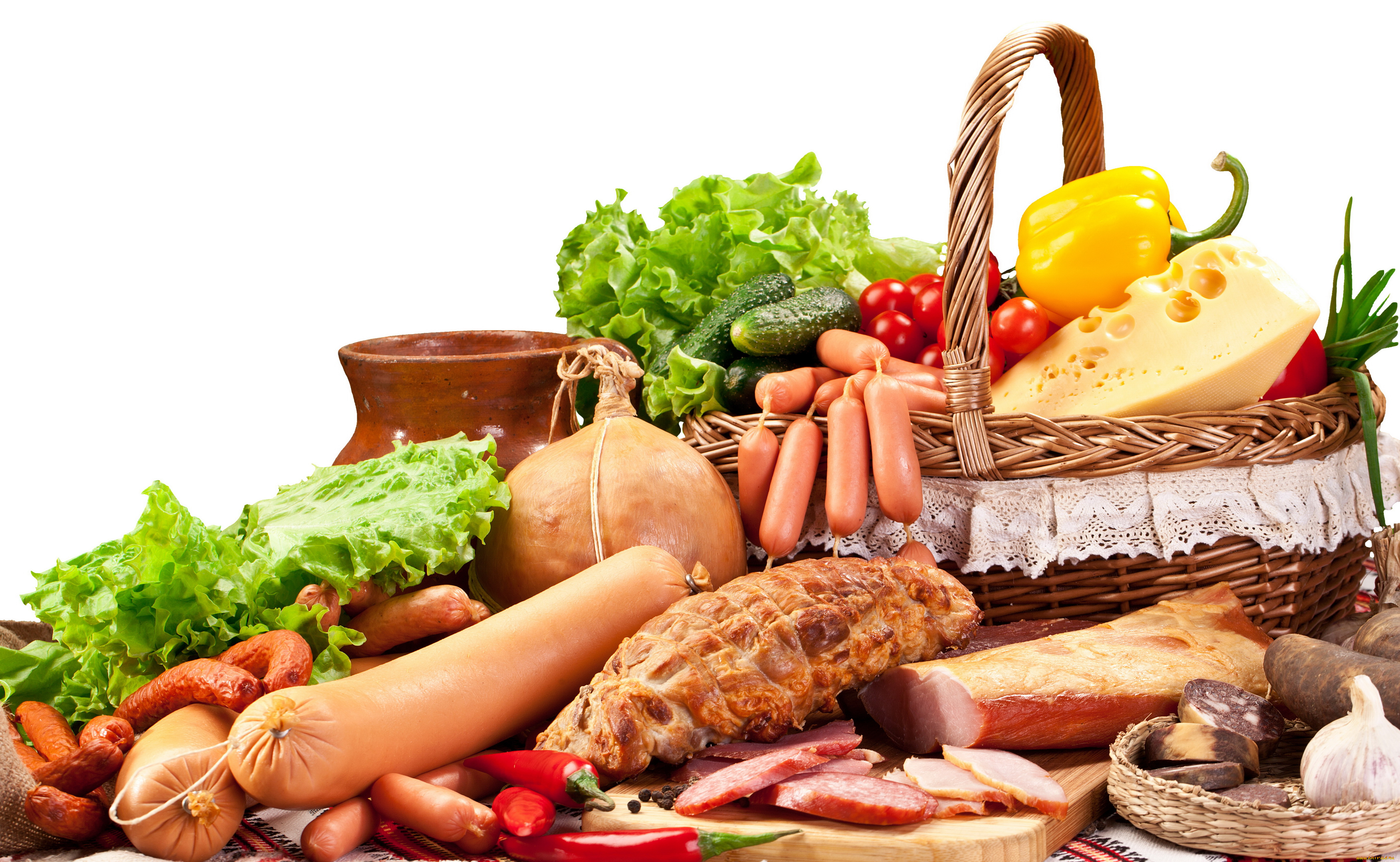 еда, колбасные, изделия, ветчина, колбаса, чеснок, лук, сосиски, буженина, огурцы, перец