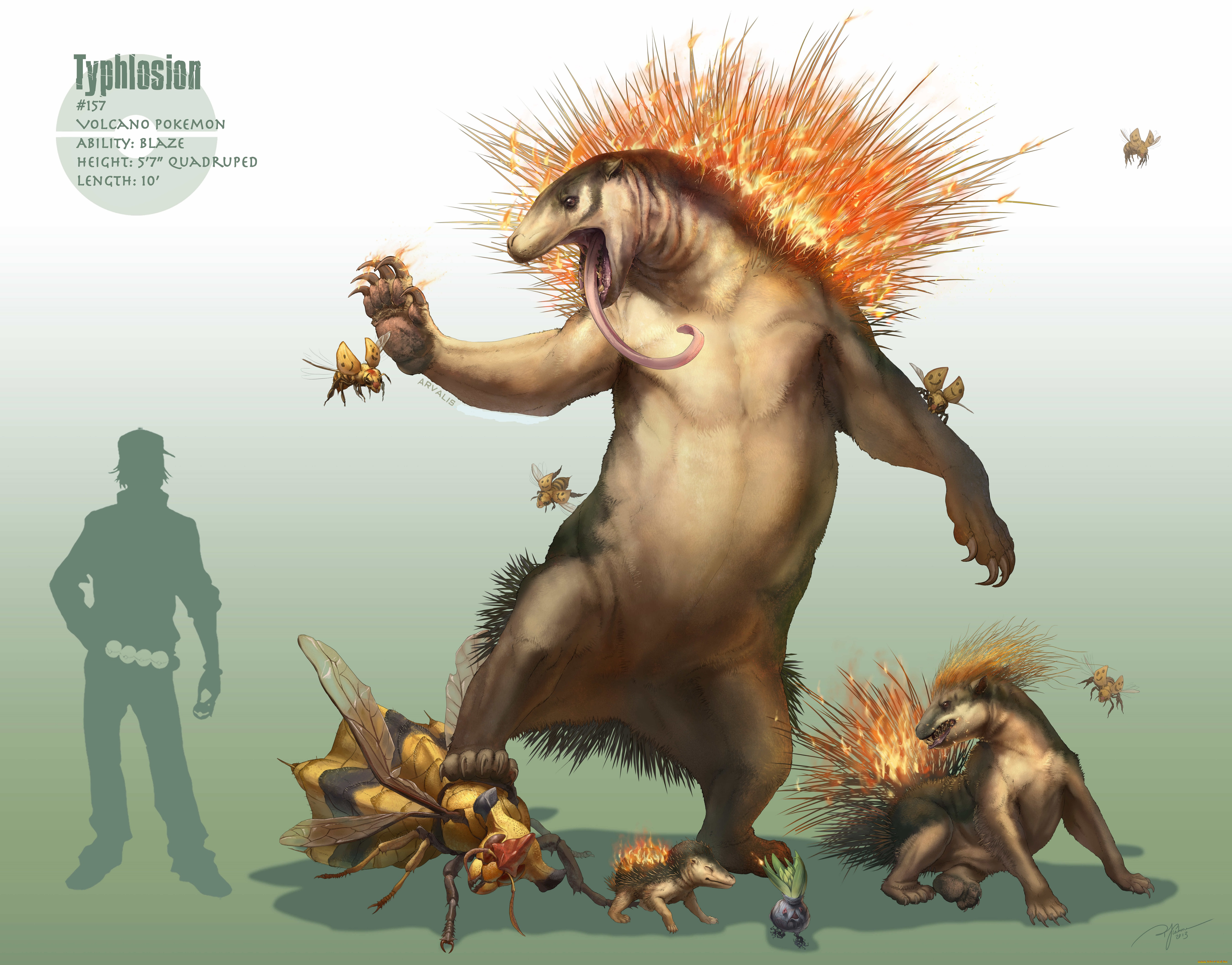 аниме, pokemon, светлый, фон, арт, иголки, пламя, одиш, язык, летают, насекомые, надпись, человек, парень, покеболы, покемон, силуэт