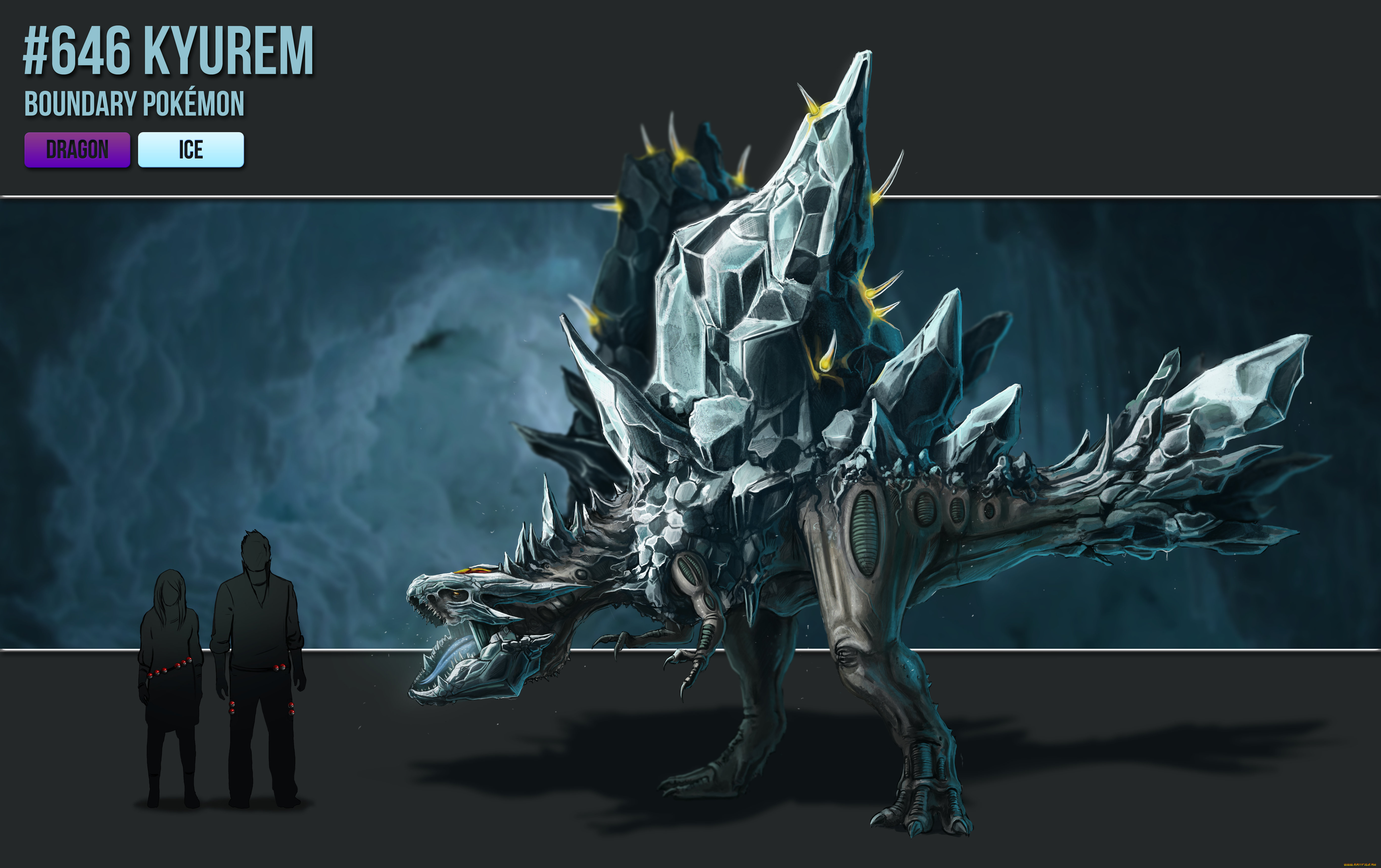 аниме, pokemon, лёд, серый, динозавр, монстр, кристаллы, номер, покемон, арт, силуэты, люди