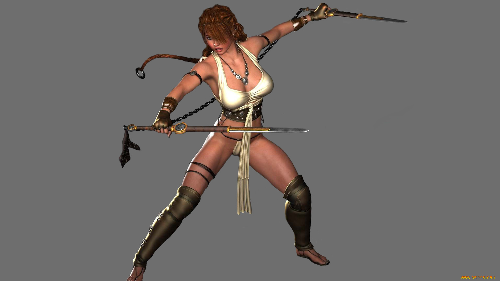 3д, графика, амазонки, , amazon, девушка, фон, взгляд, меч