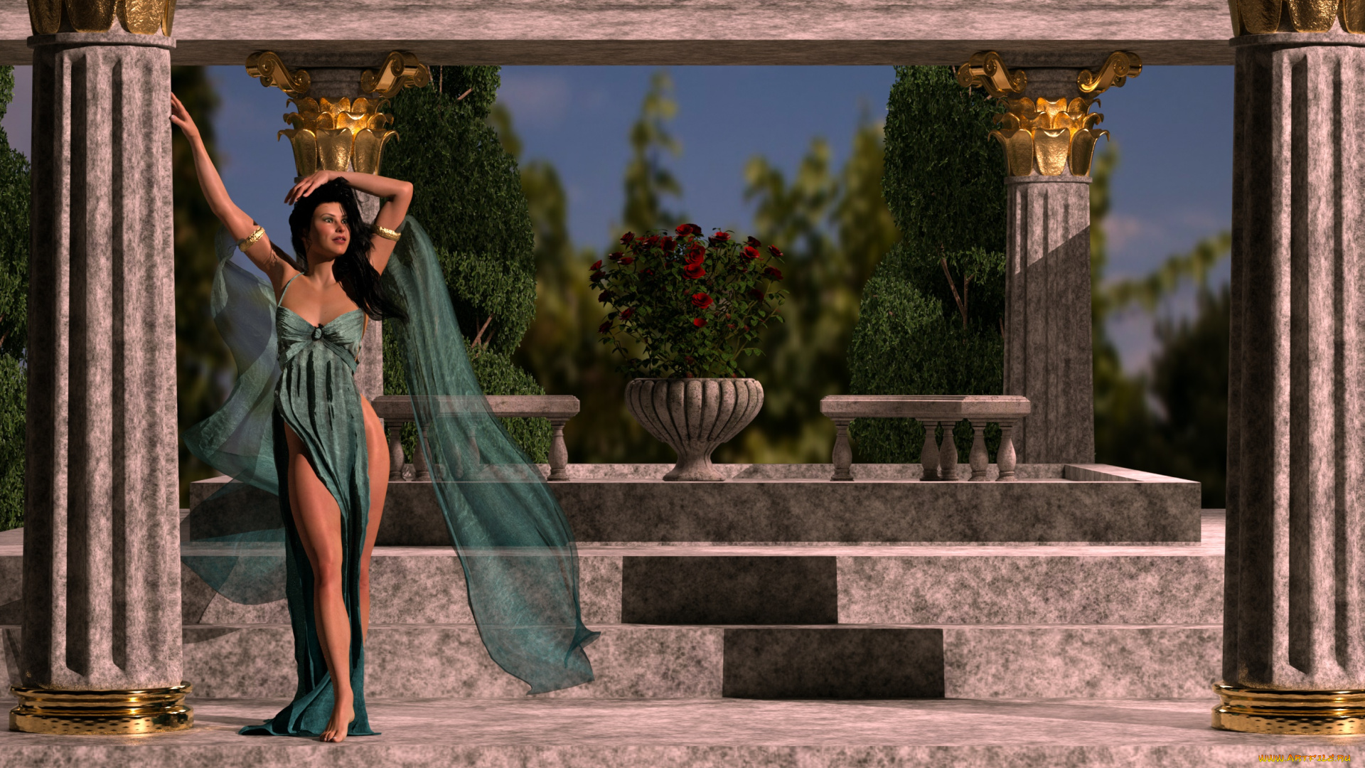 3д, графика, люди, , people, девушка, взгляд, фон