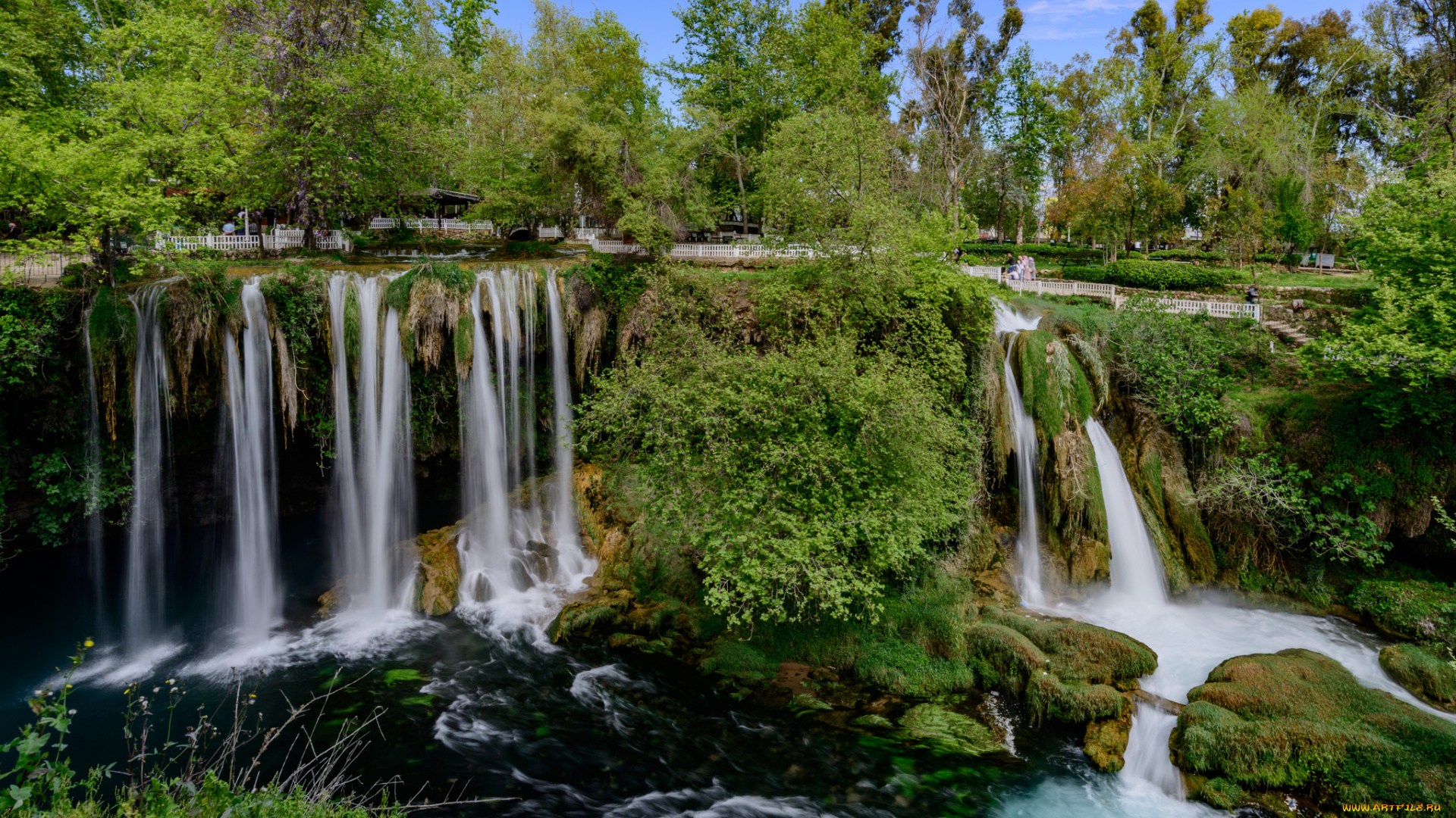 природа, водопады, водопад, река, лес