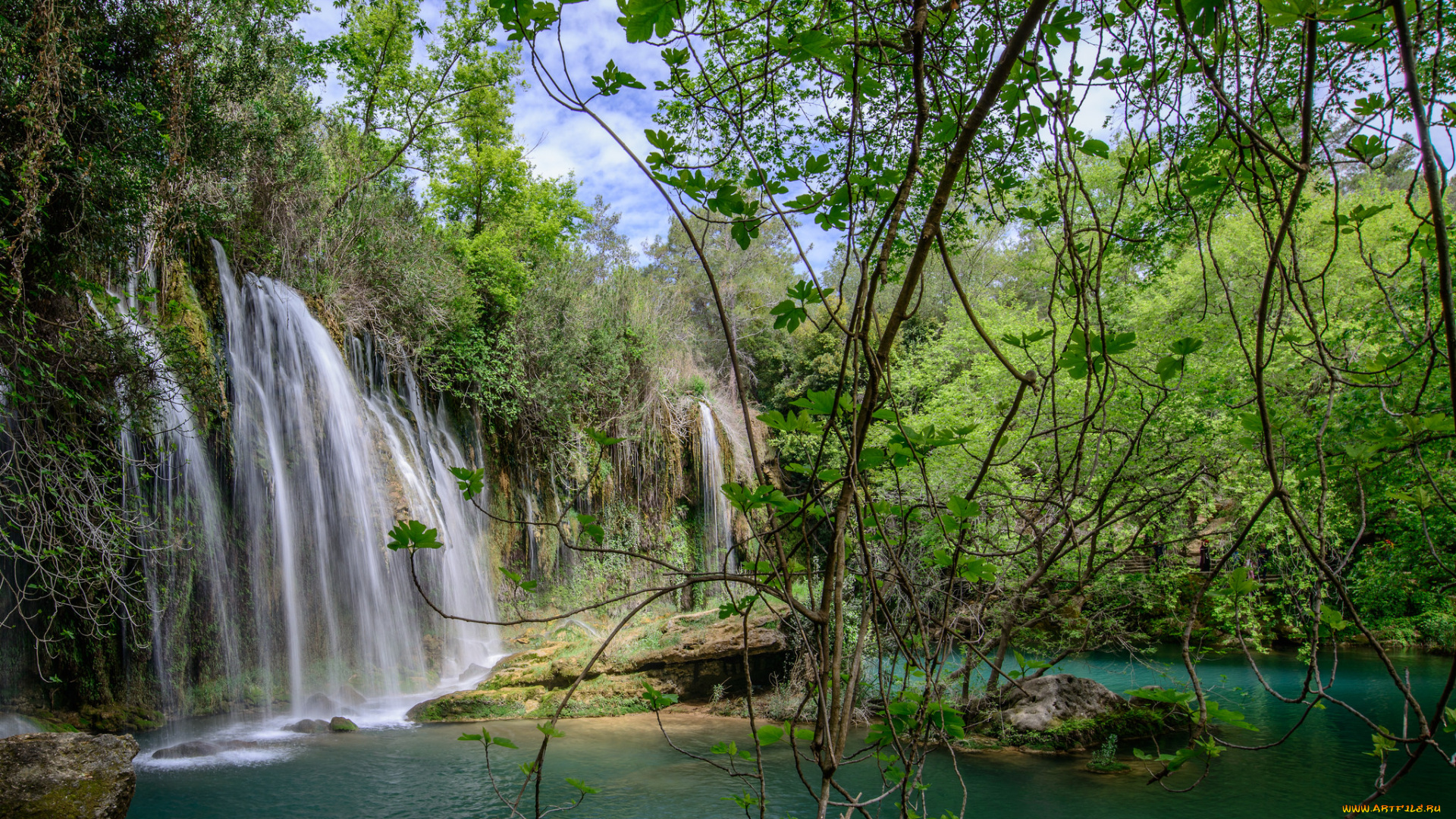 природа, водопады, водопад, река, лес