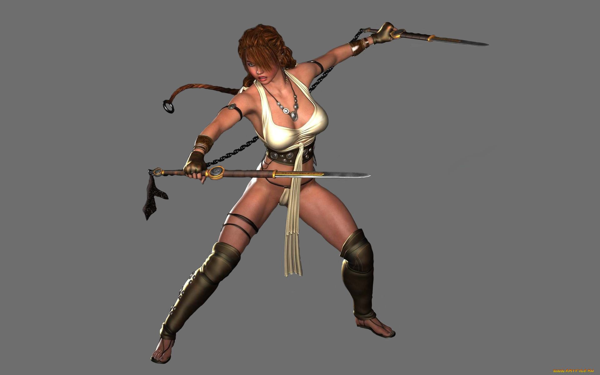 3д, графика, амазонки, , amazon, девушка, фон, взгляд, меч
