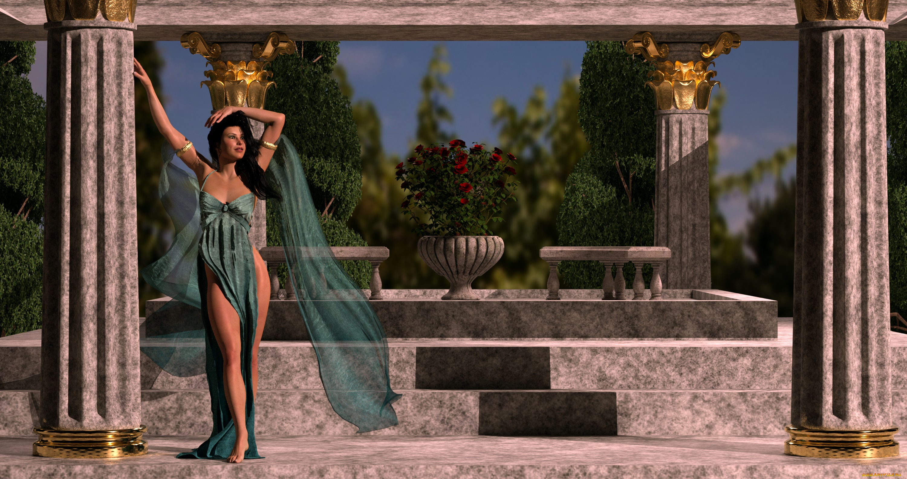 3д, графика, люди, , people, девушка, взгляд, фон